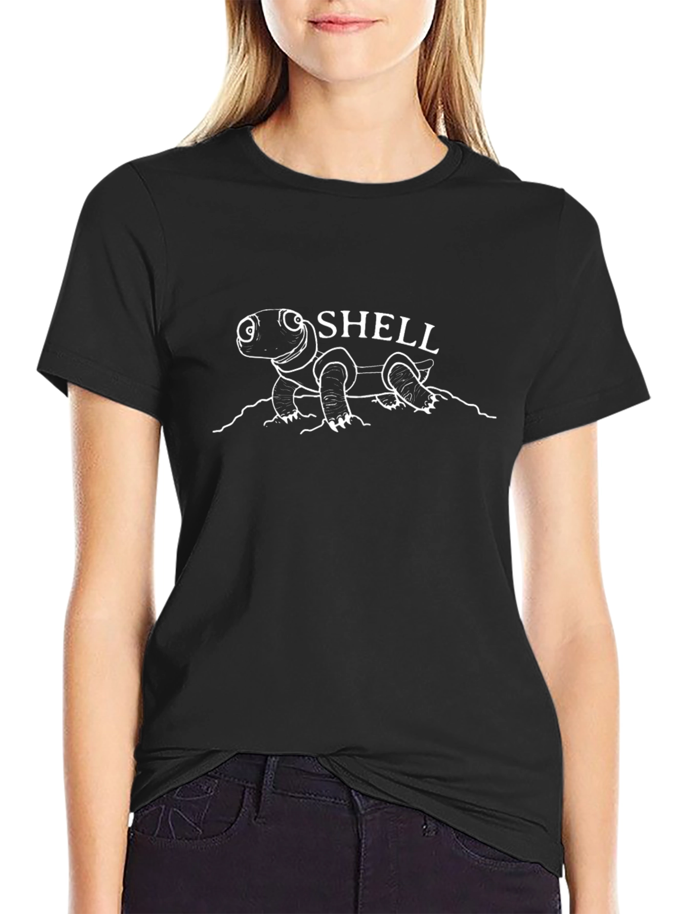 Shell Turtle Graphic Tee - Black Cotton T-Shirt