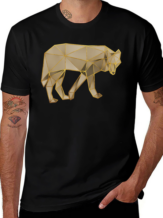 Geometric Wolf Graphic Tee - Stylish Minimalist Design