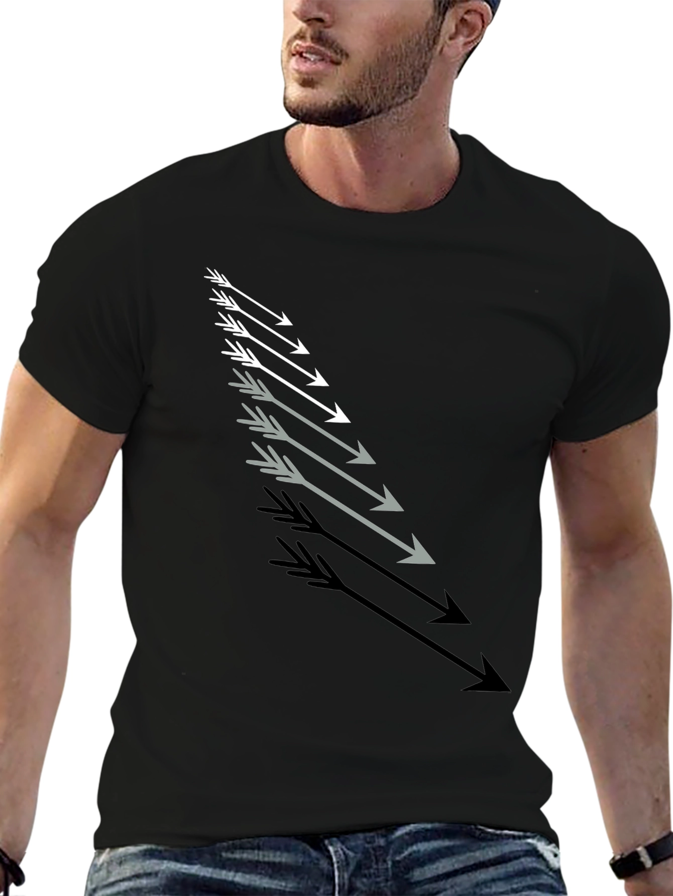 Arrow Graphic Tee - Stylish Mens Black T-Shirt