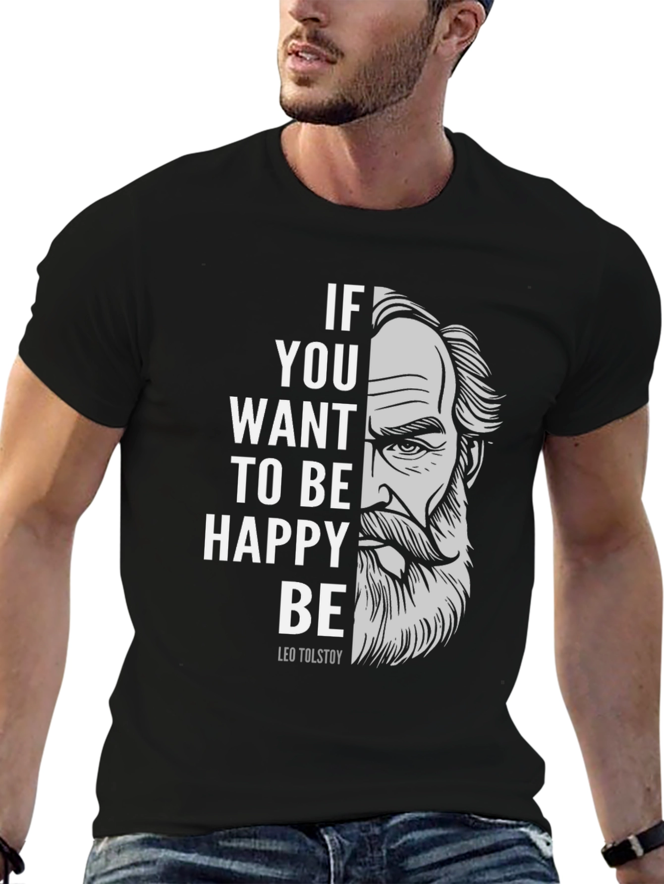 Leo Tolstoy T-Shirt - Be Happy Tee