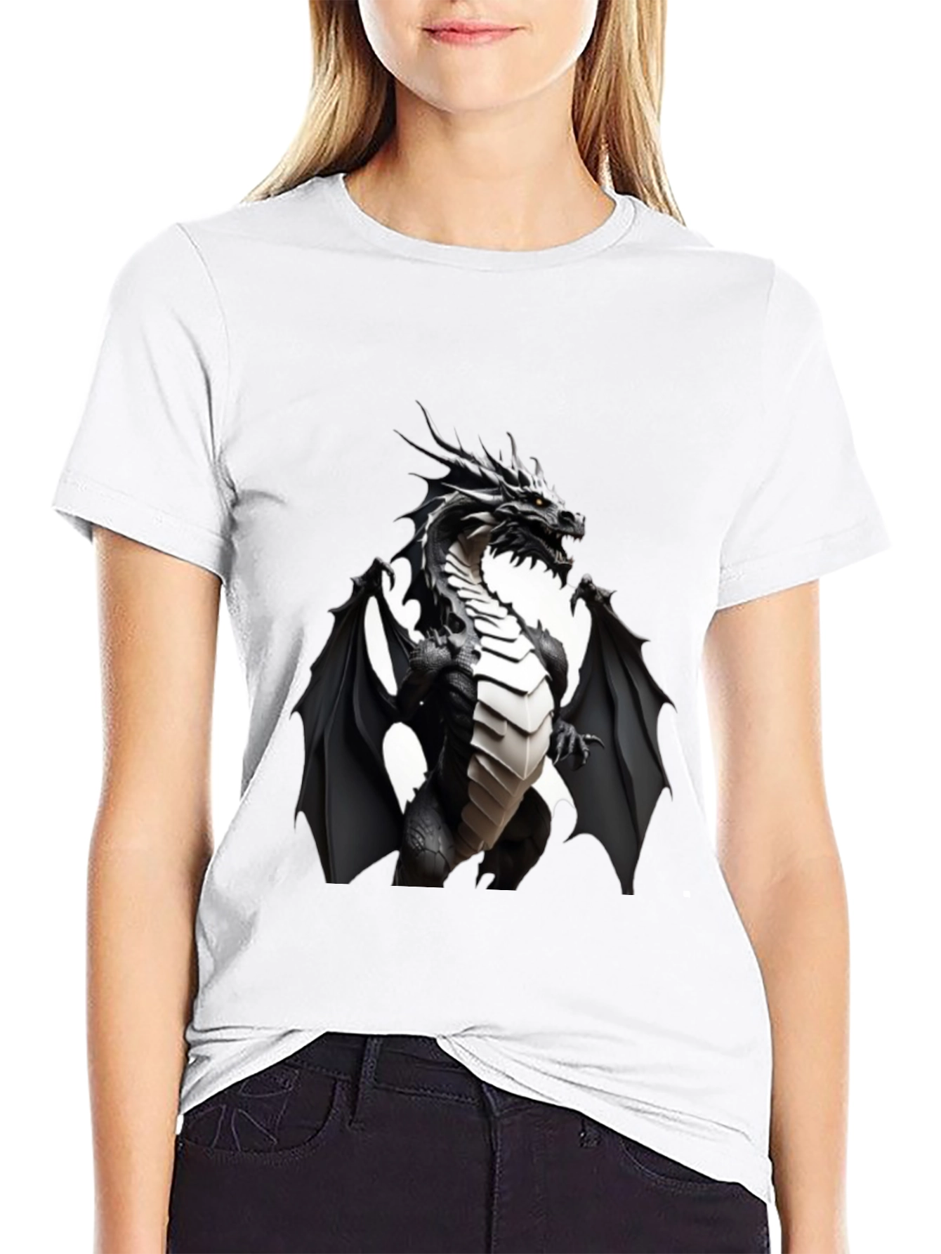 Black Dragon Graphic T-Shirt - Bold Fantasy Wear