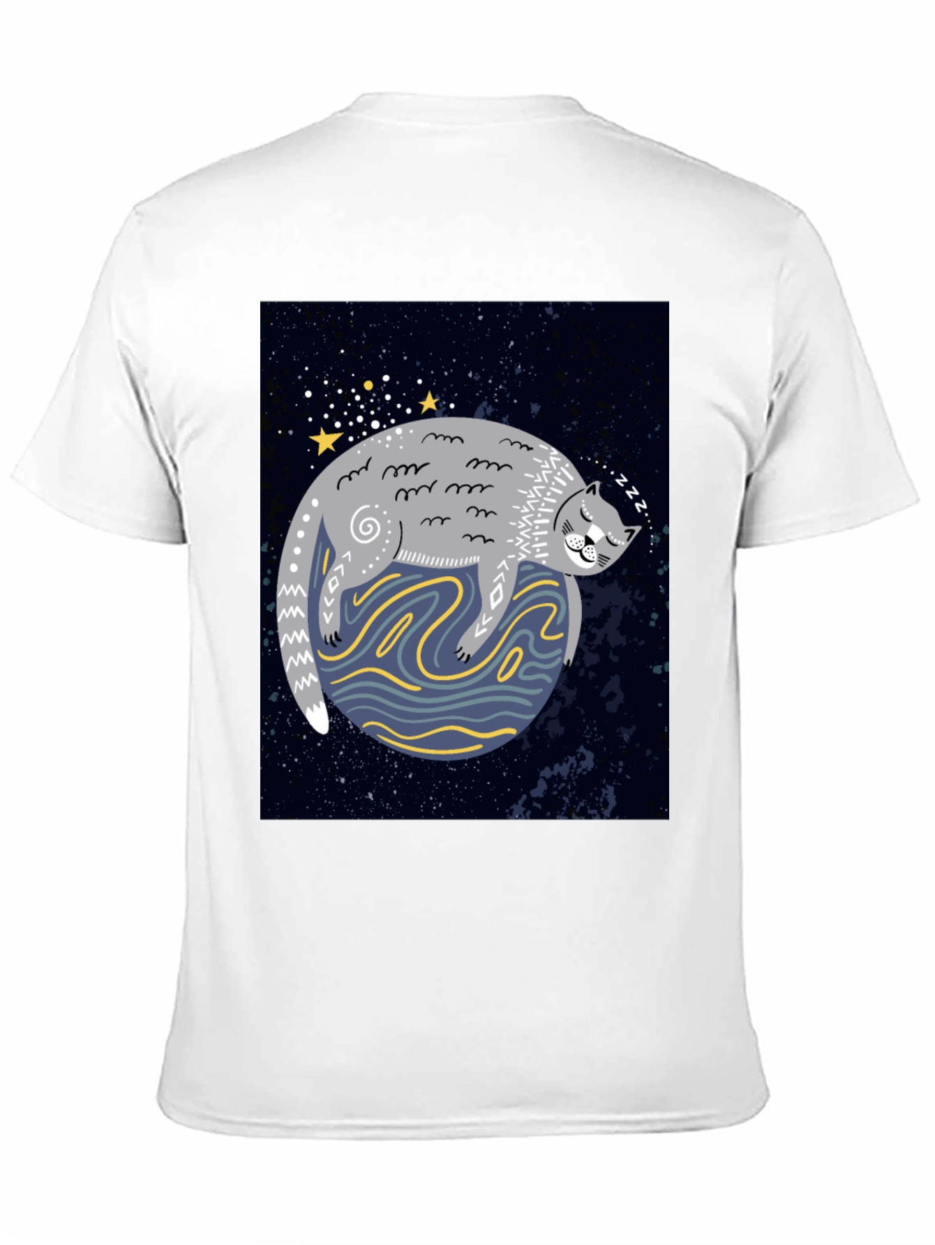 Cosmic Cat Nap T-Shirt - Black Cotton Tee
