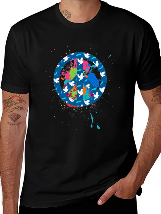 Peace Sign T-Shirt - Colorful Splatter Design