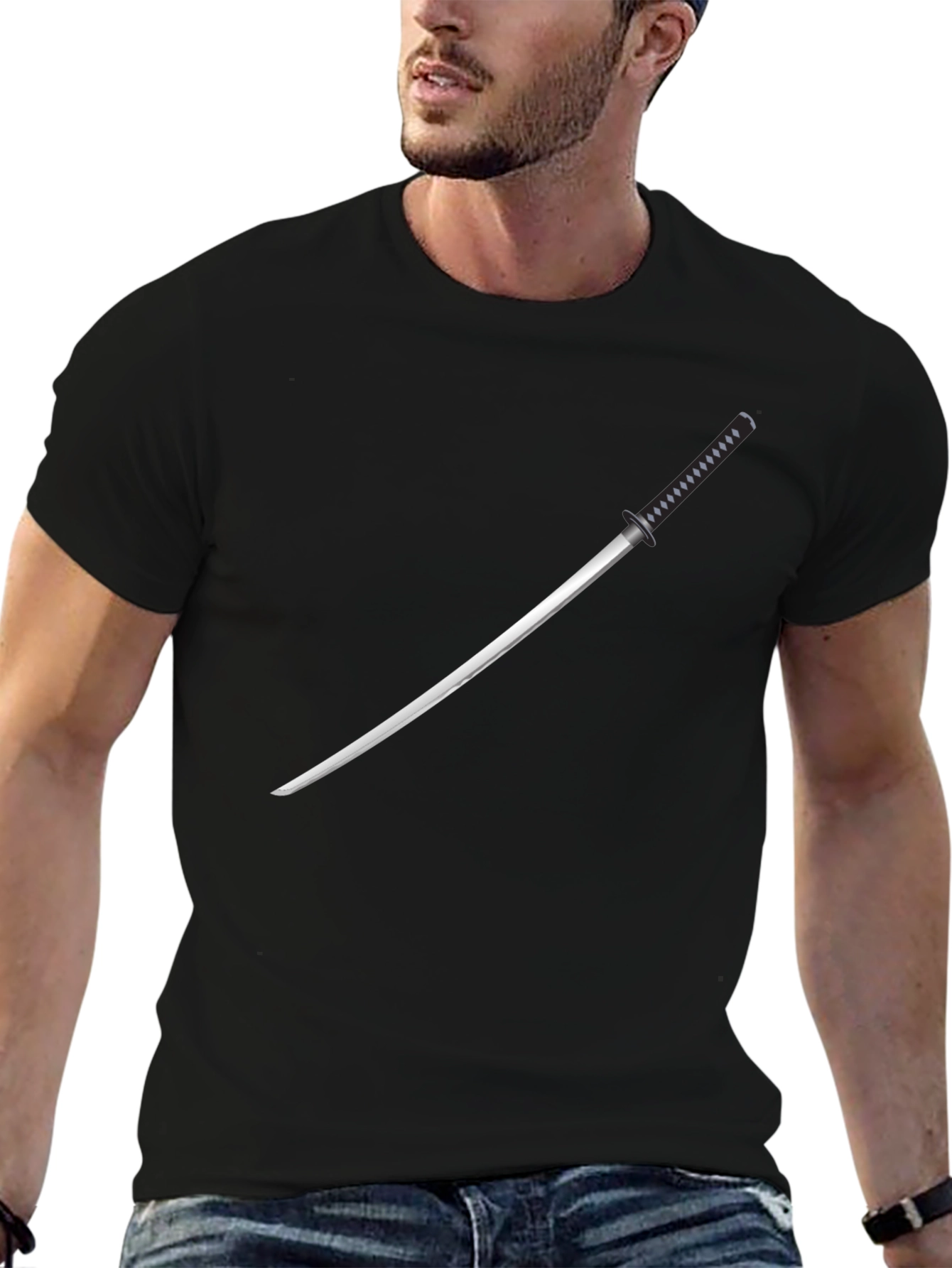 Samurai Sword Graphic Tee - Mens Black T-Shirt