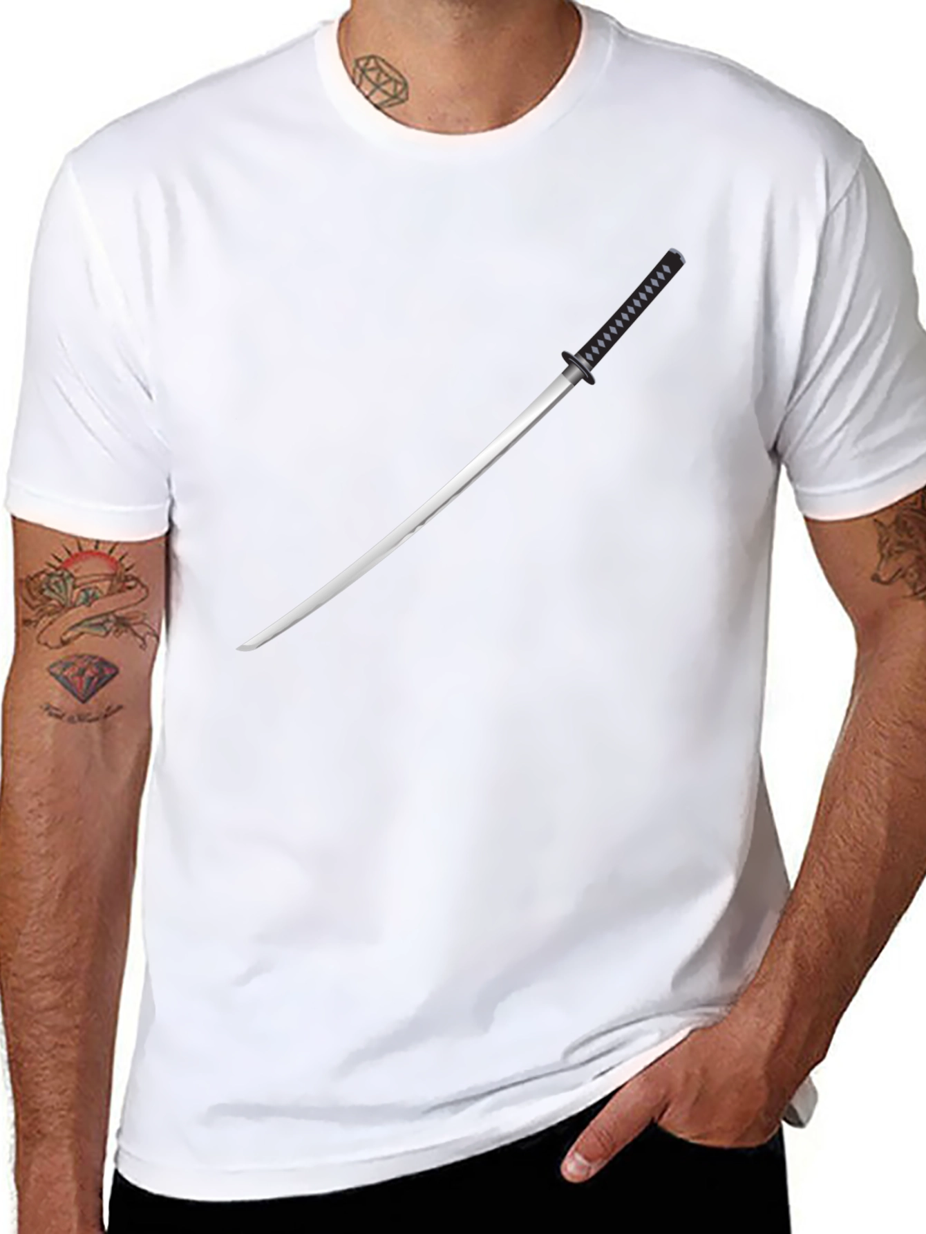 Samurai Sword Graphic Tee - Mens Black T-Shirt