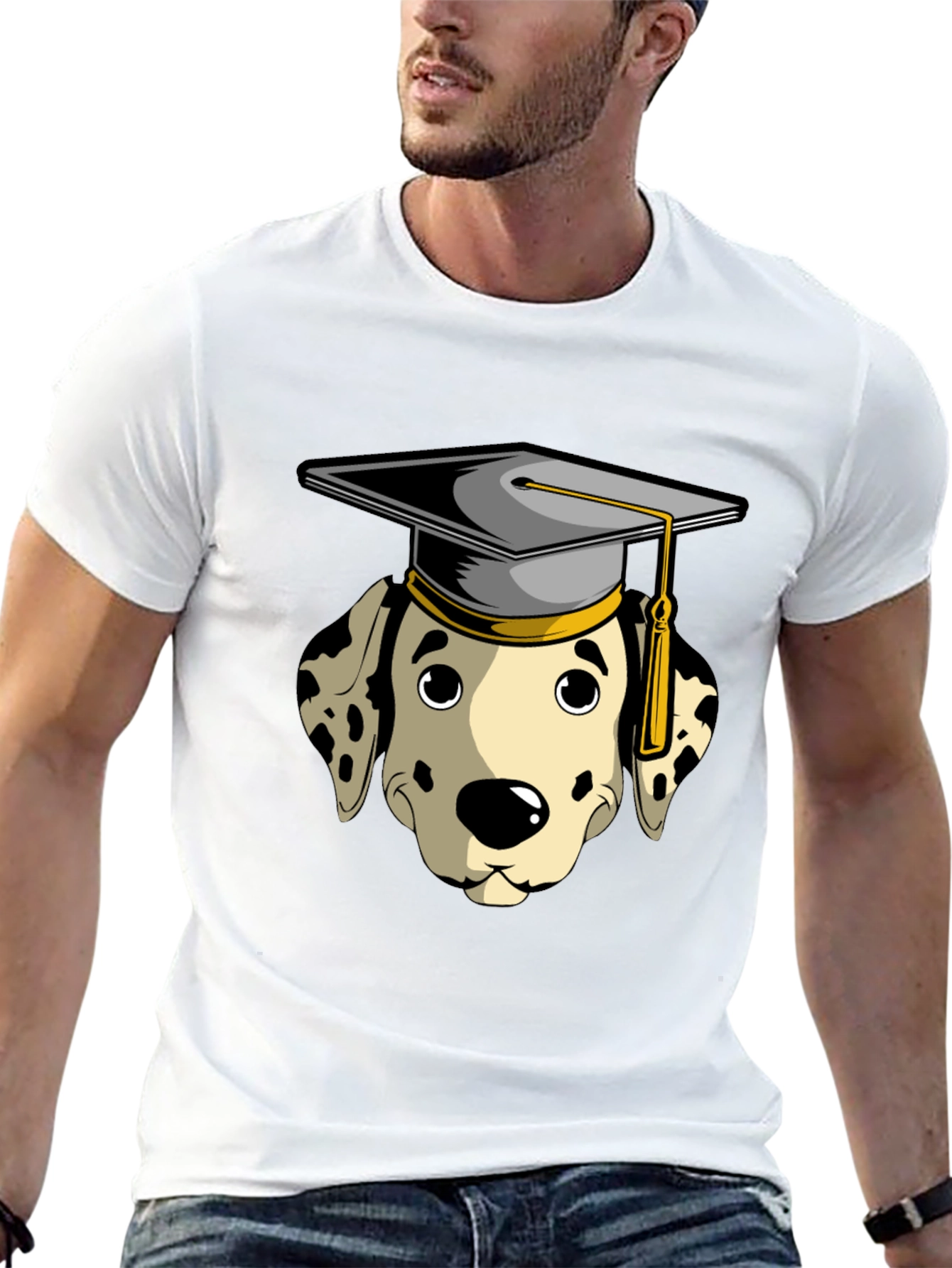 Graduation Dalmatian Graphic Tee - Black