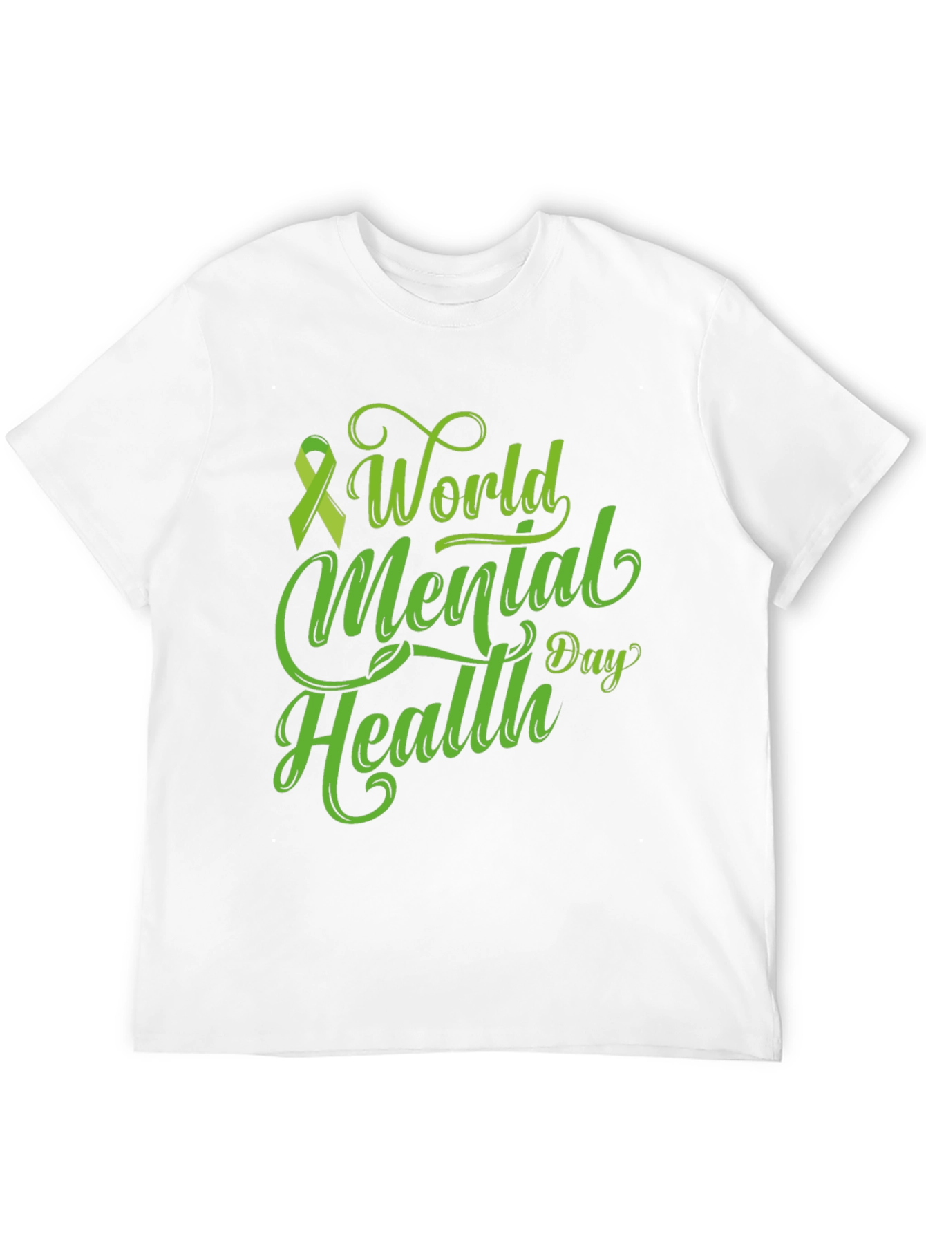 World Mental Health Day T-Shirt Green Ribbon