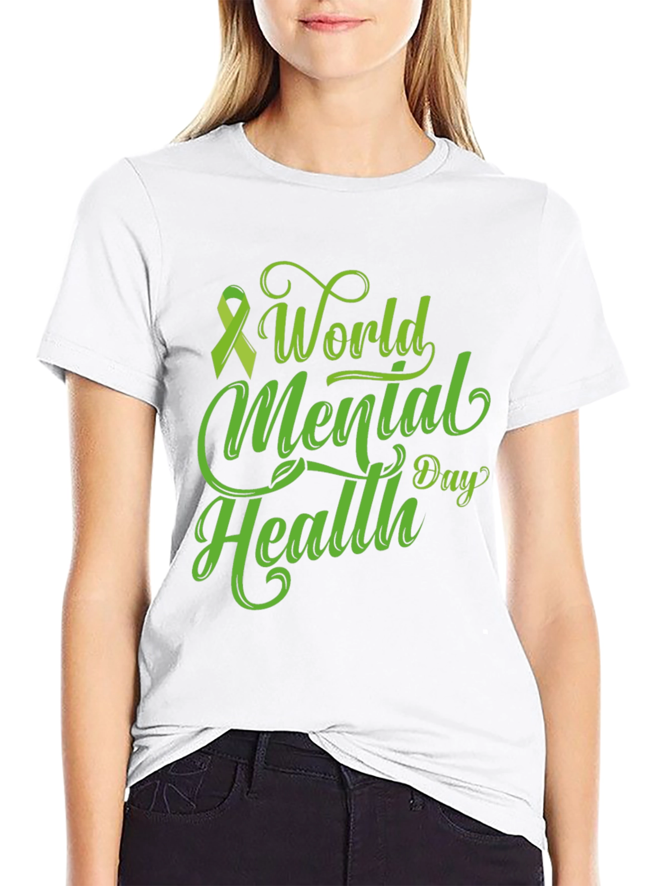 World Mental Health Day T-Shirt Green Ribbon