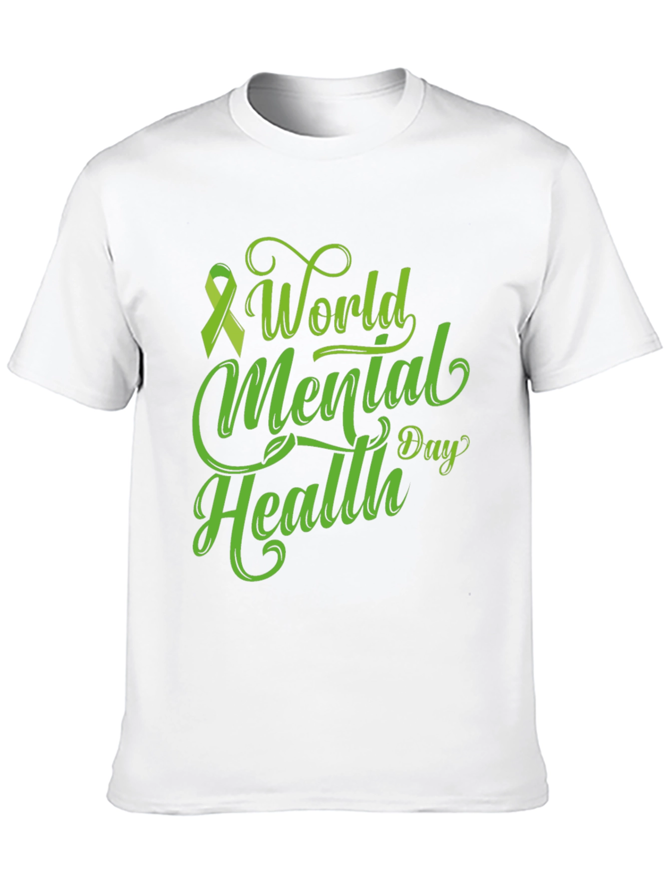 World Mental Health Day T-Shirt Green Ribbon