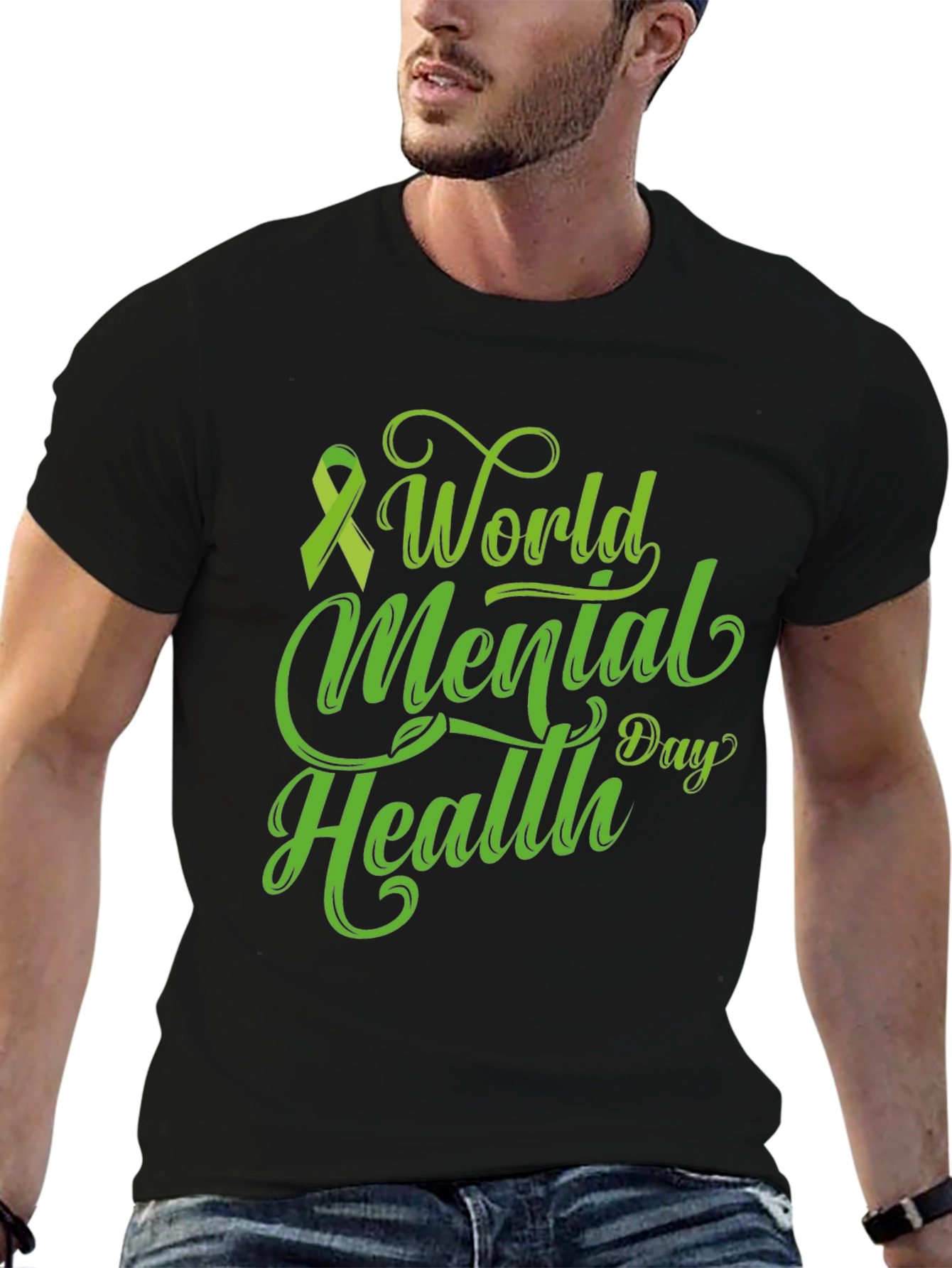 World Mental Health Day T-Shirt Green Ribbon