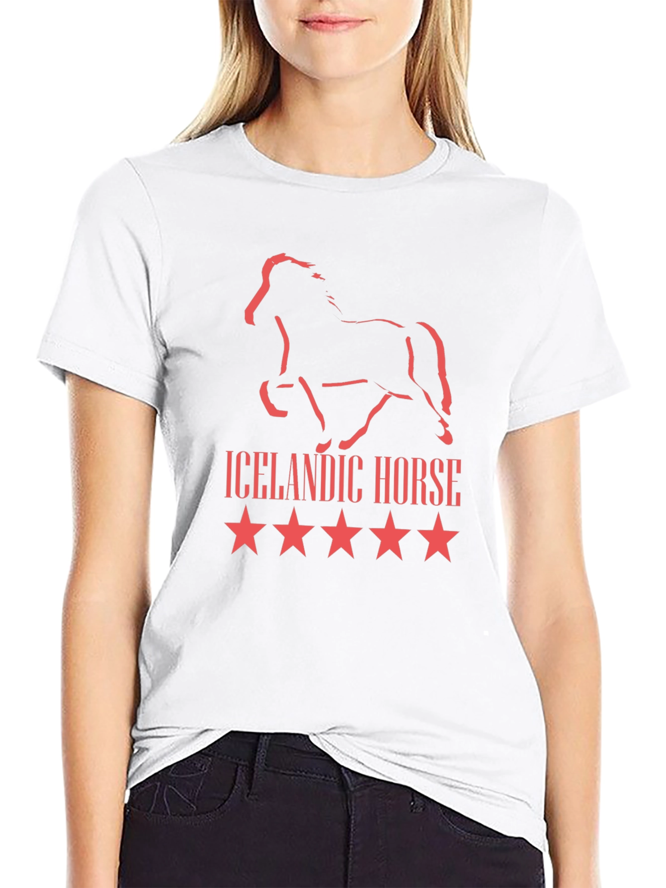 Icelandic Horse Graphic Tee - Black Cotton T-Shirt