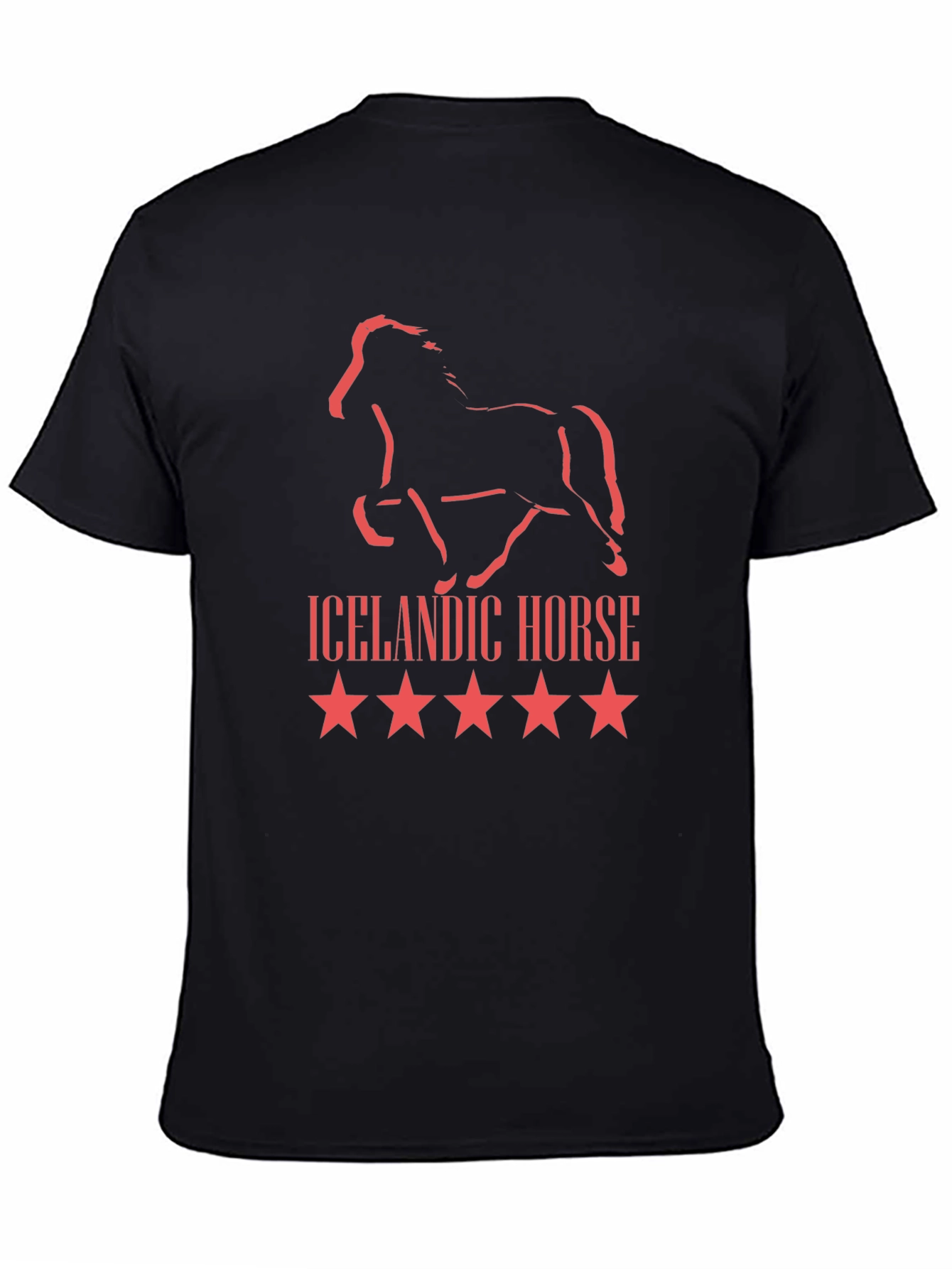 Icelandic Horse Graphic Tee - Black Cotton T-Shirt