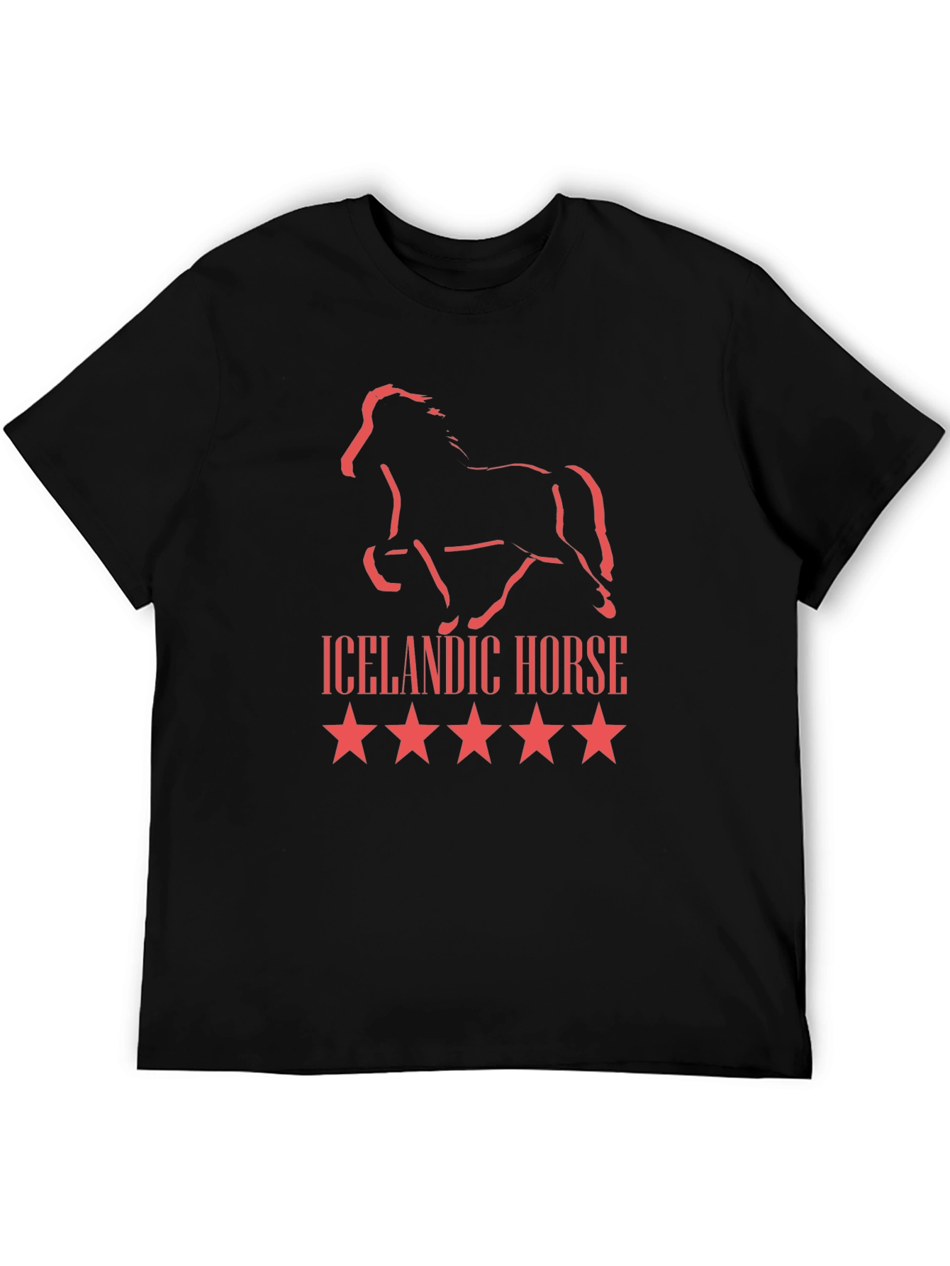Icelandic Horse Graphic Tee - Black Cotton T-Shirt