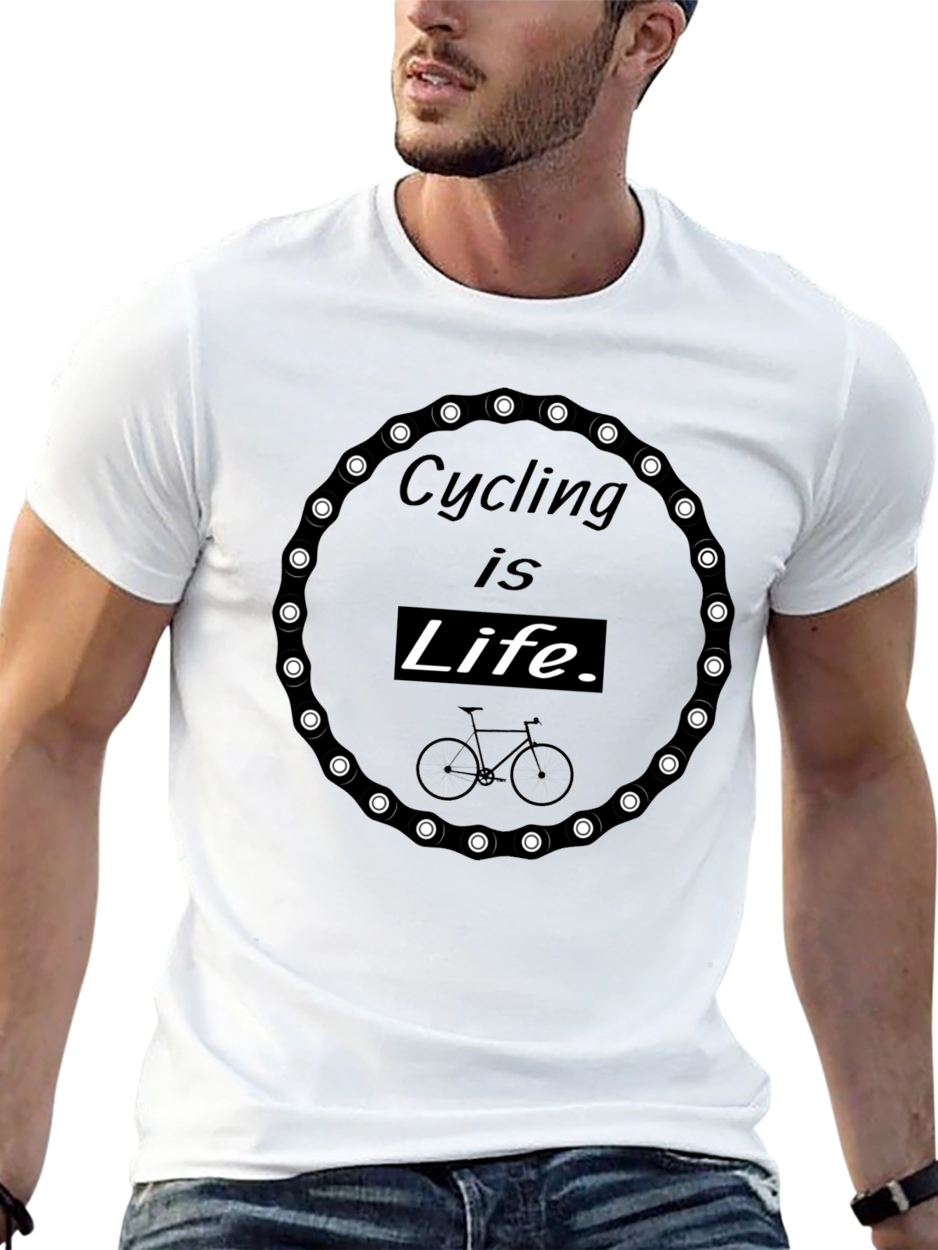 Cycling is Life T-Shirt - Chain Circle Design