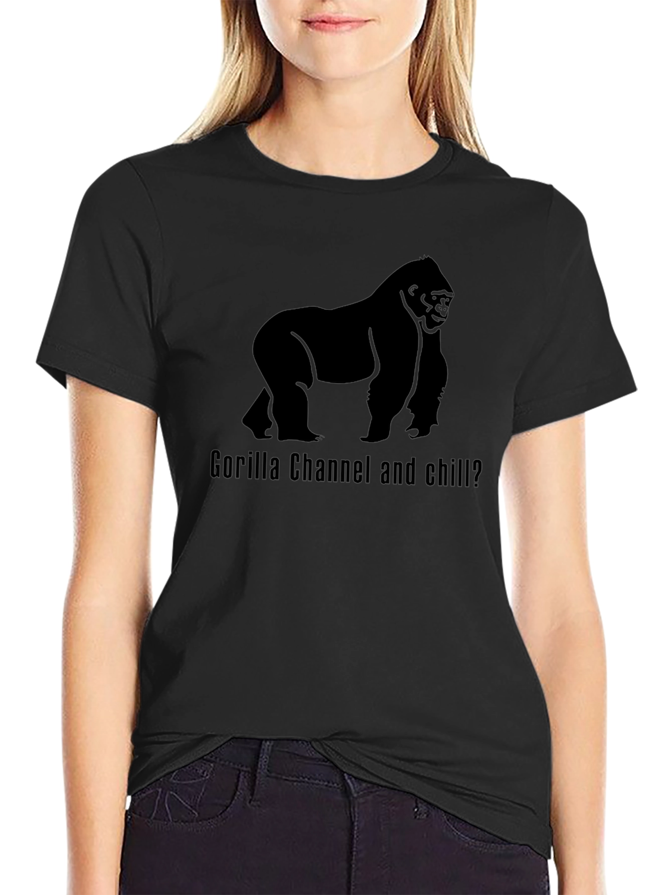 Gorilla Channel and Chill Black Graphic Tee