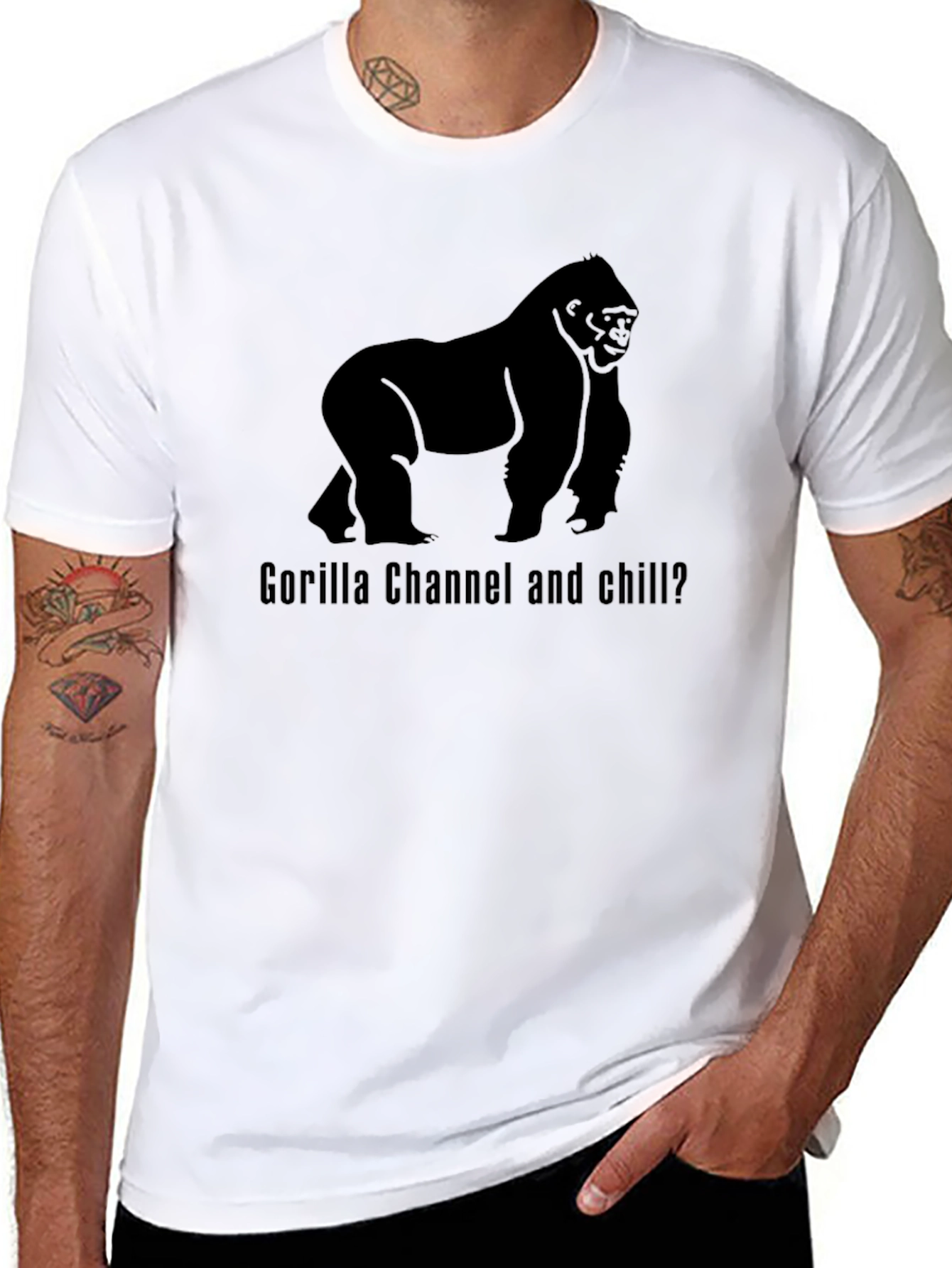 Gorilla Channel and Chill Black Graphic Tee