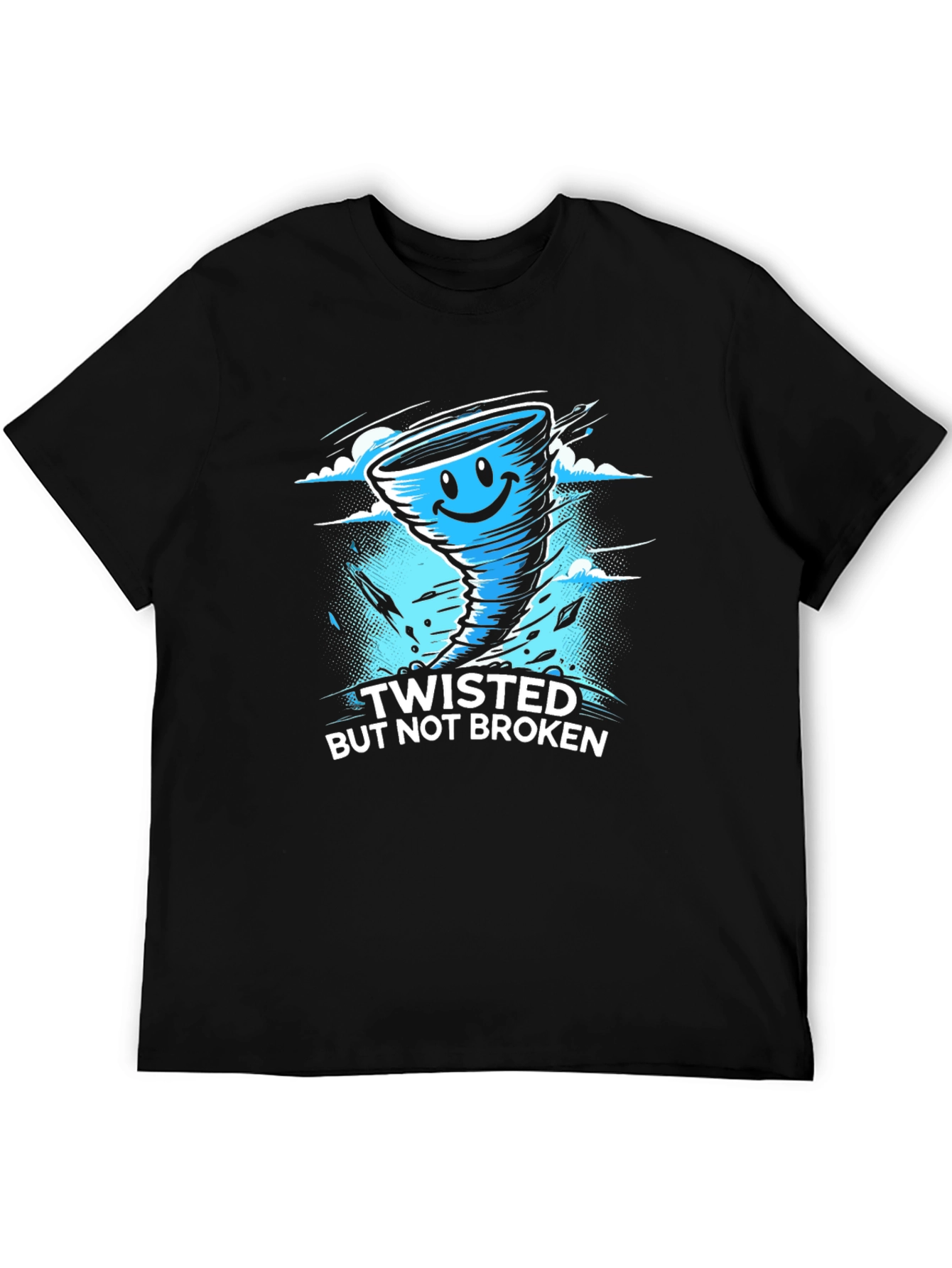 Twisted But Not Broken Tornado Graphic Black T-Shirt