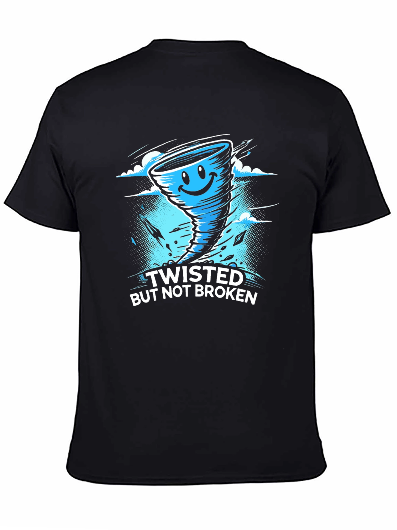 Twisted But Not Broken Tornado Graphic Black T-Shirt