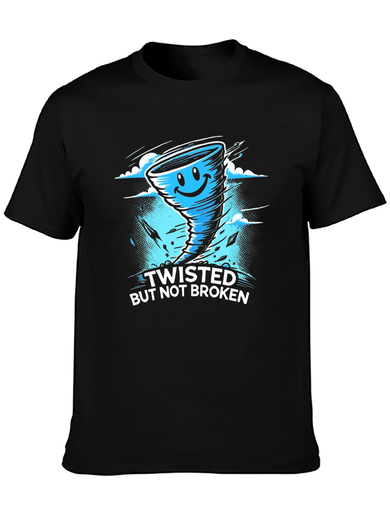 Twisted But Not Broken Tornado Graphic Black T-Shirt