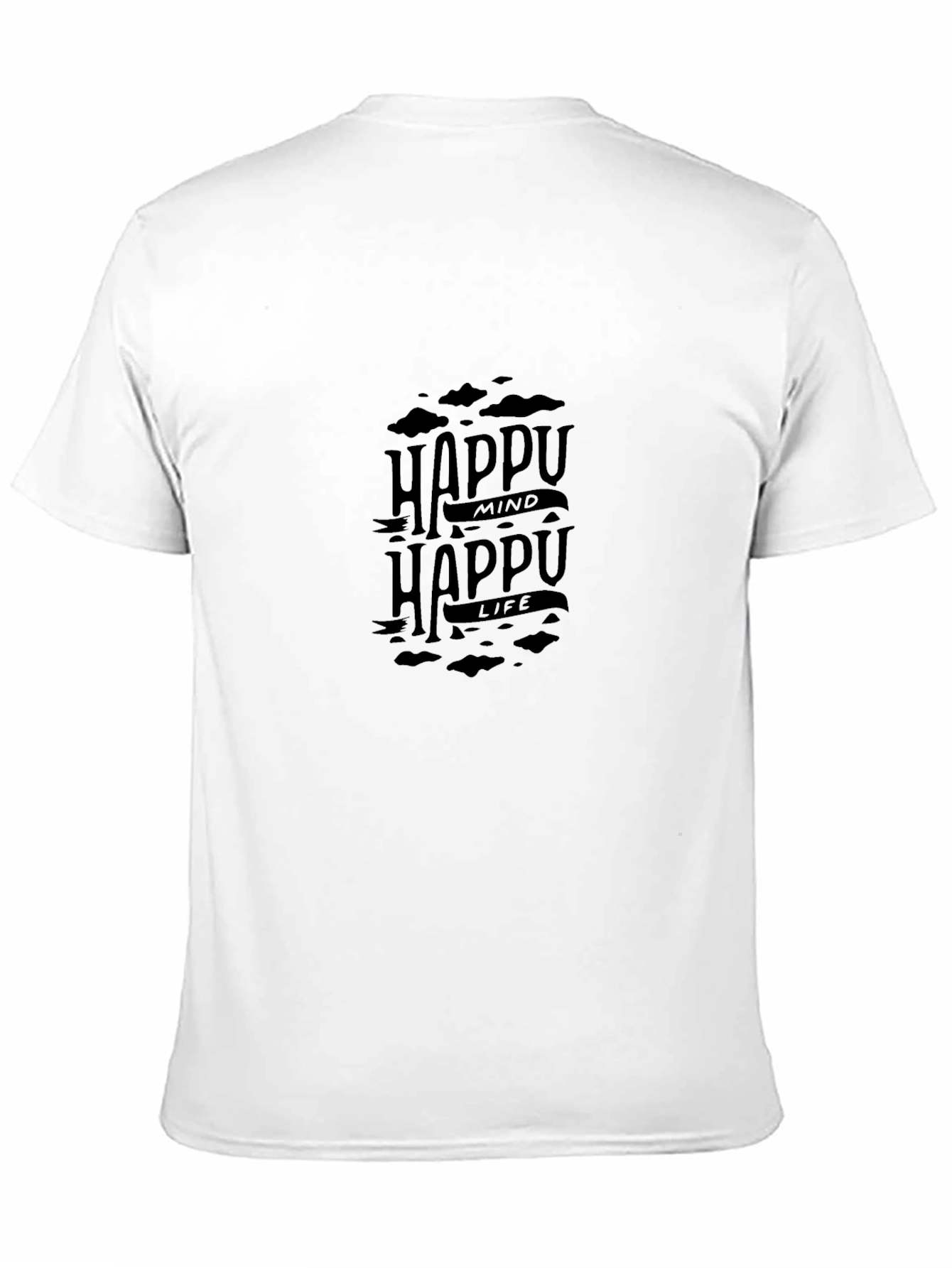 Happy Mind Happy Life Black Graphic T-Shirt