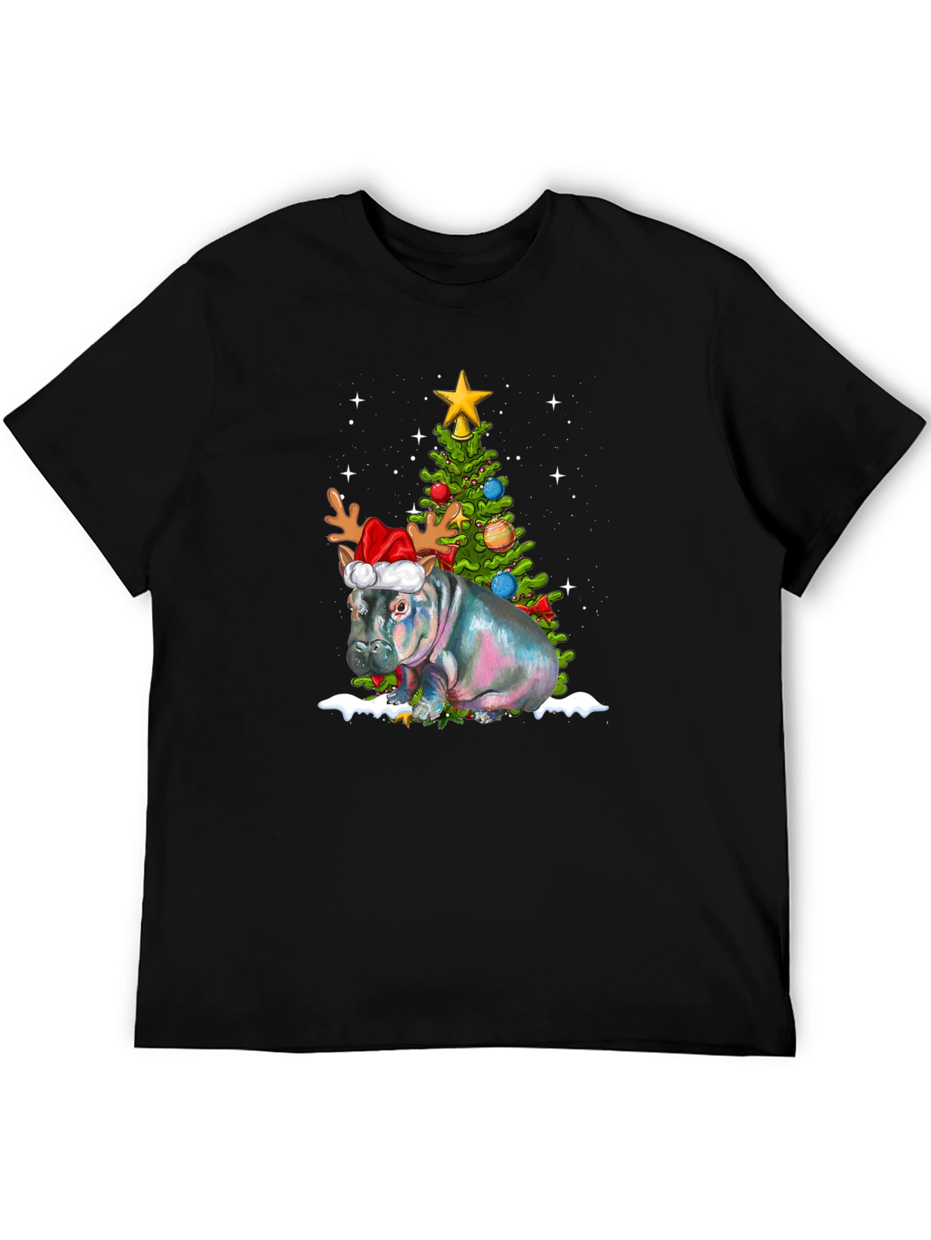 Festive Hippo Christmas T-Shirt