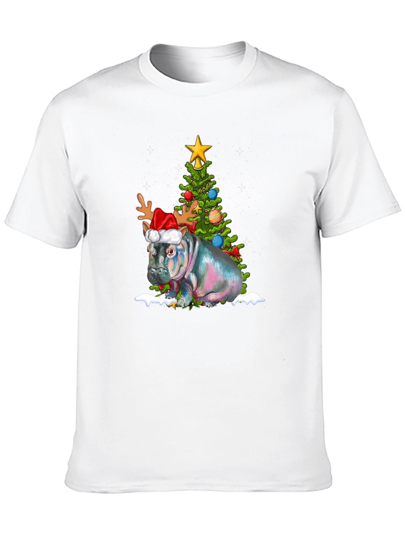 Festive Hippo Christmas T-Shirt
