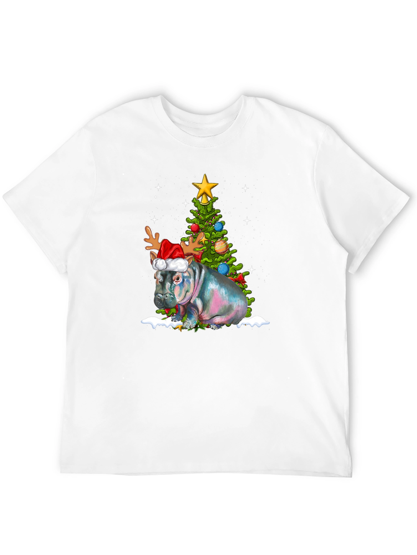 Festive Hippo Christmas T-Shirt