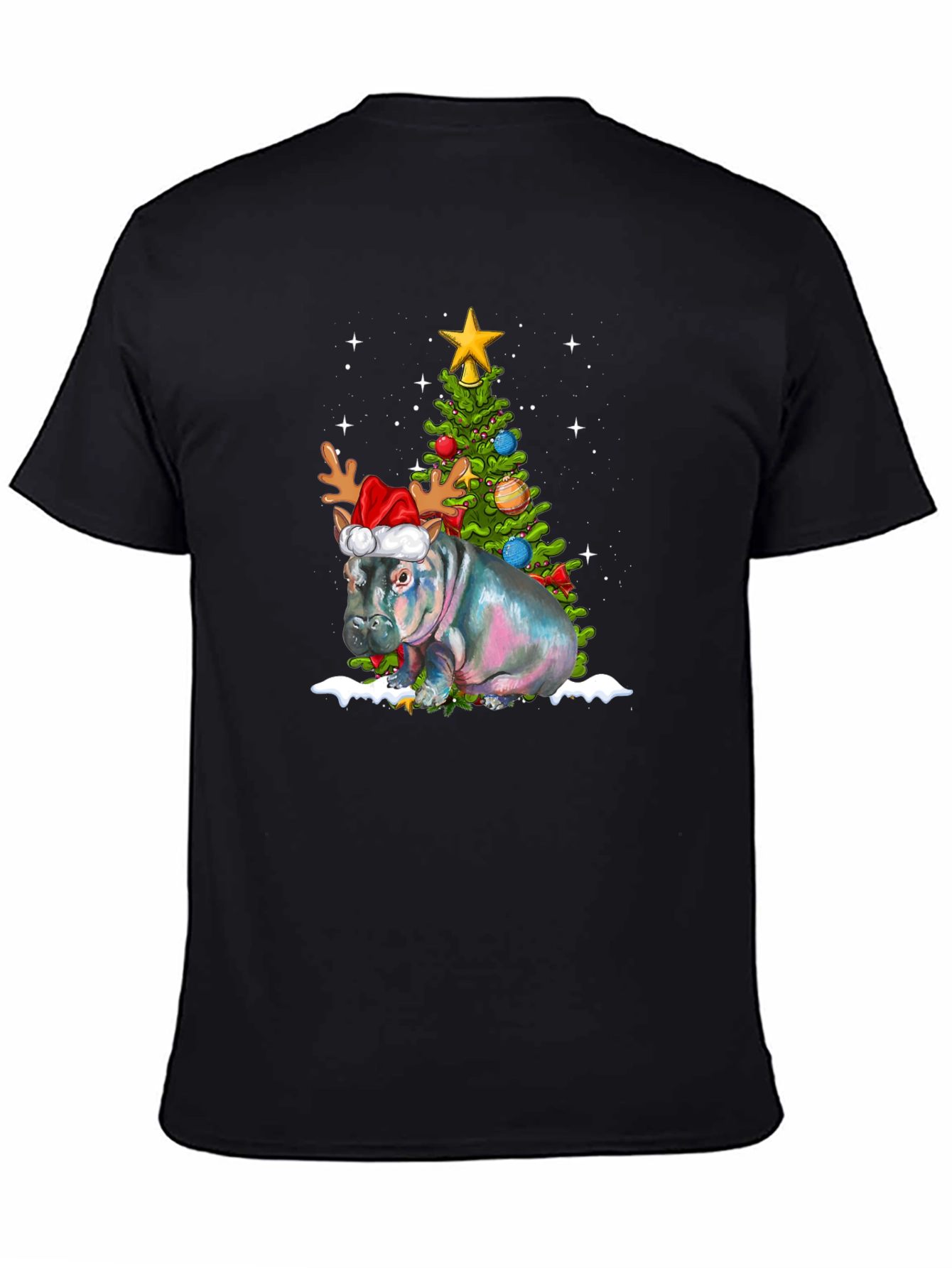 Festive Hippo Christmas T-Shirt