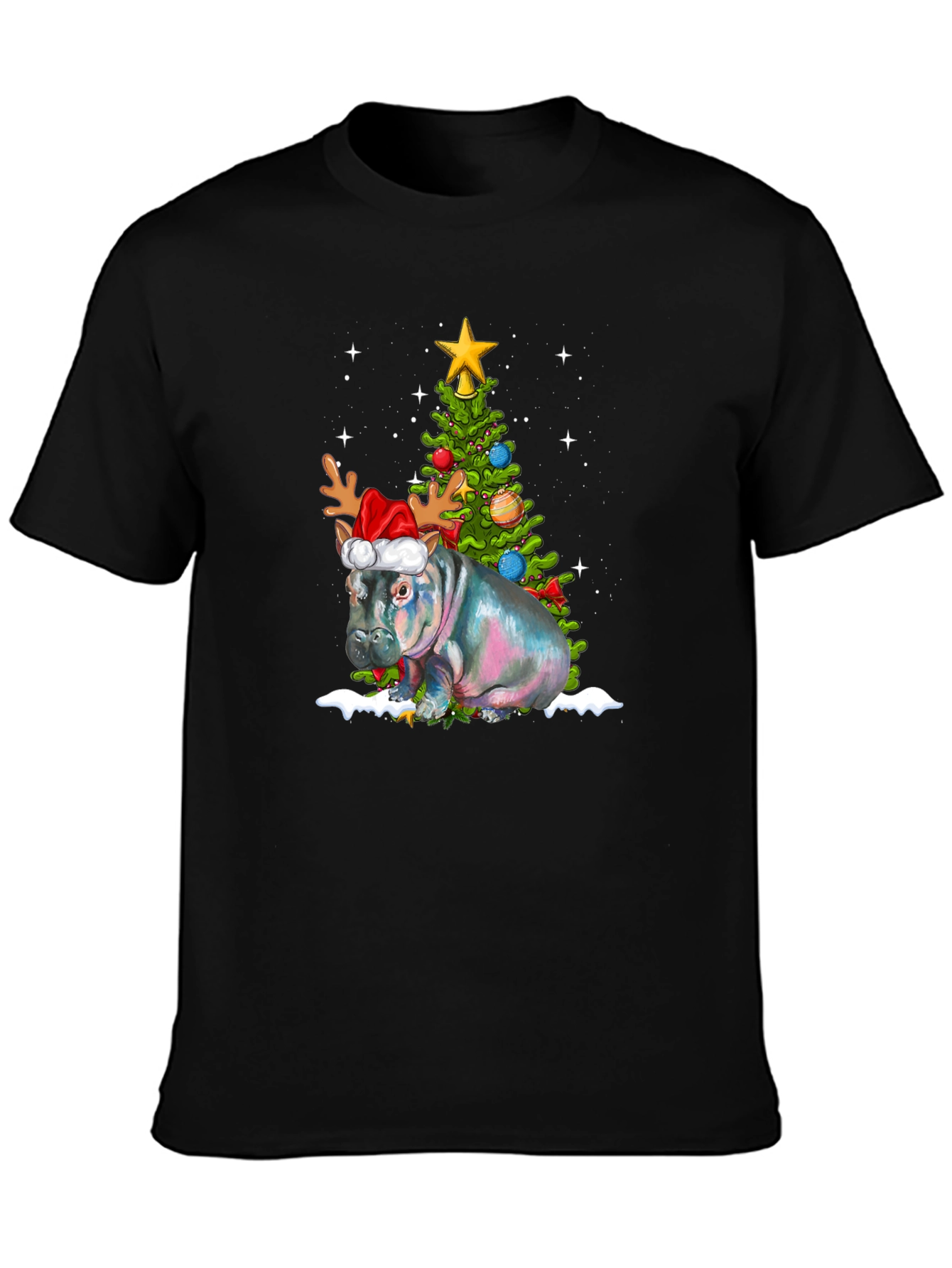 Festive Hippo Christmas T-Shirt