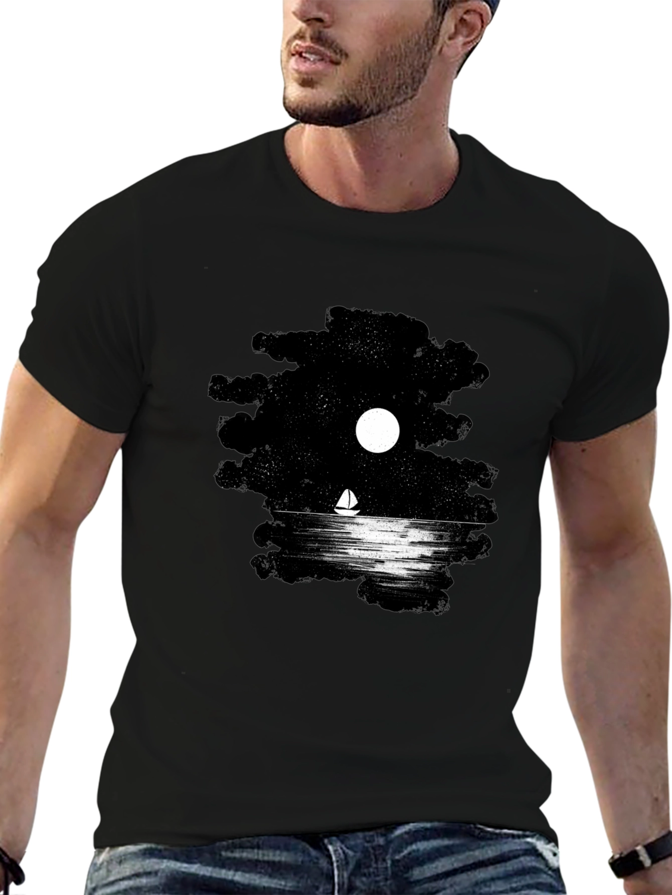 Night Sail Graphic T-Shirt - Black