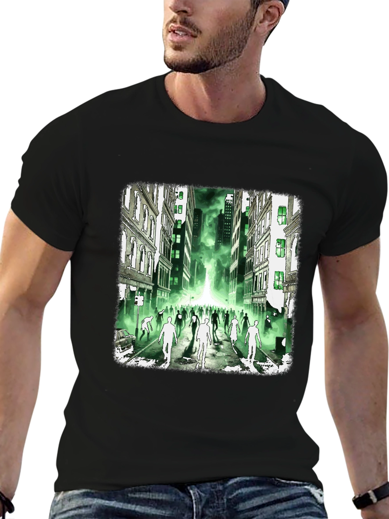 Zombie City T-Shirt - Green Glow Undead Design