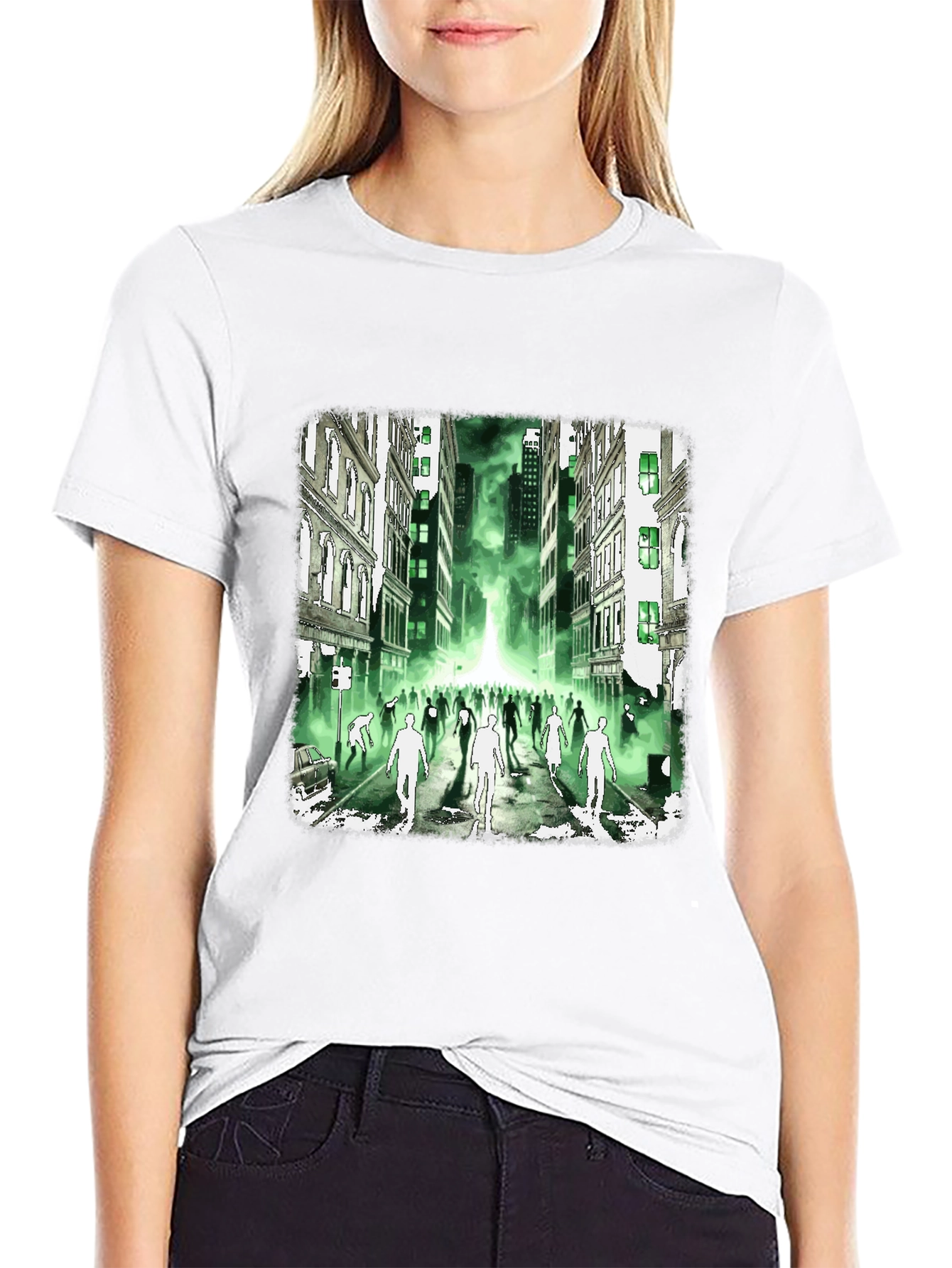 Zombie City T-Shirt - Green Glow Undead Design
