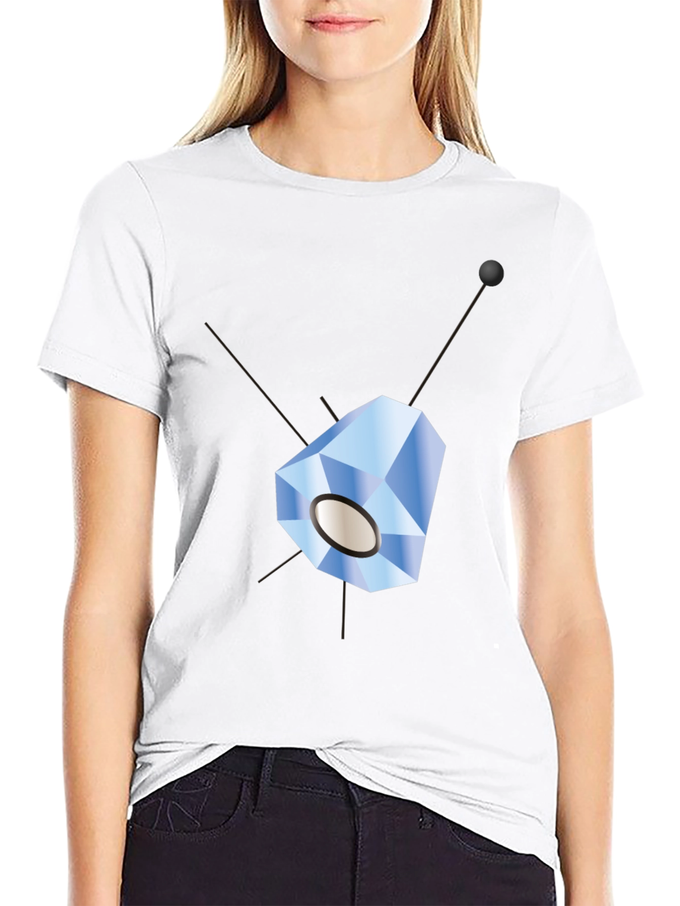 Geometric Crystal Design Black T-Shirt