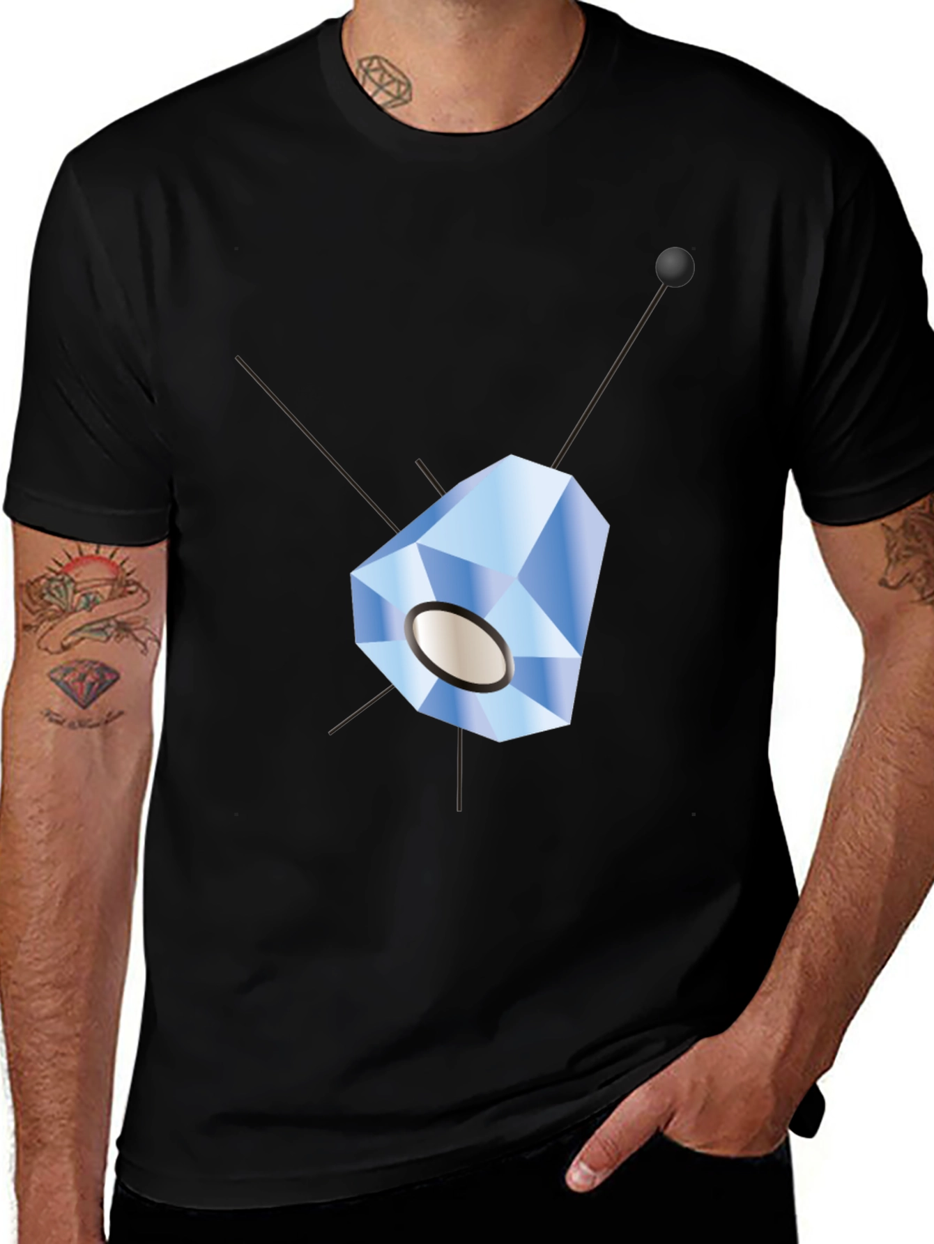 Geometric Crystal Design Black T-Shirt