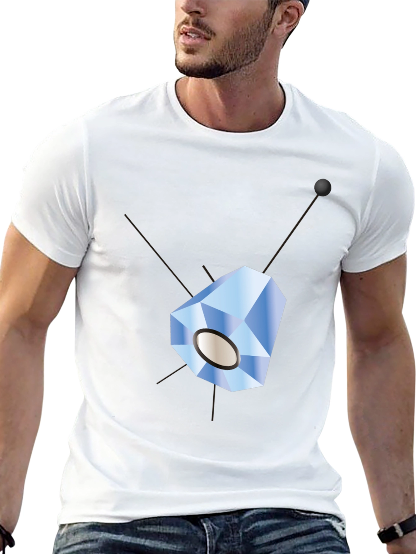Geometric Crystal Design Black T-Shirt