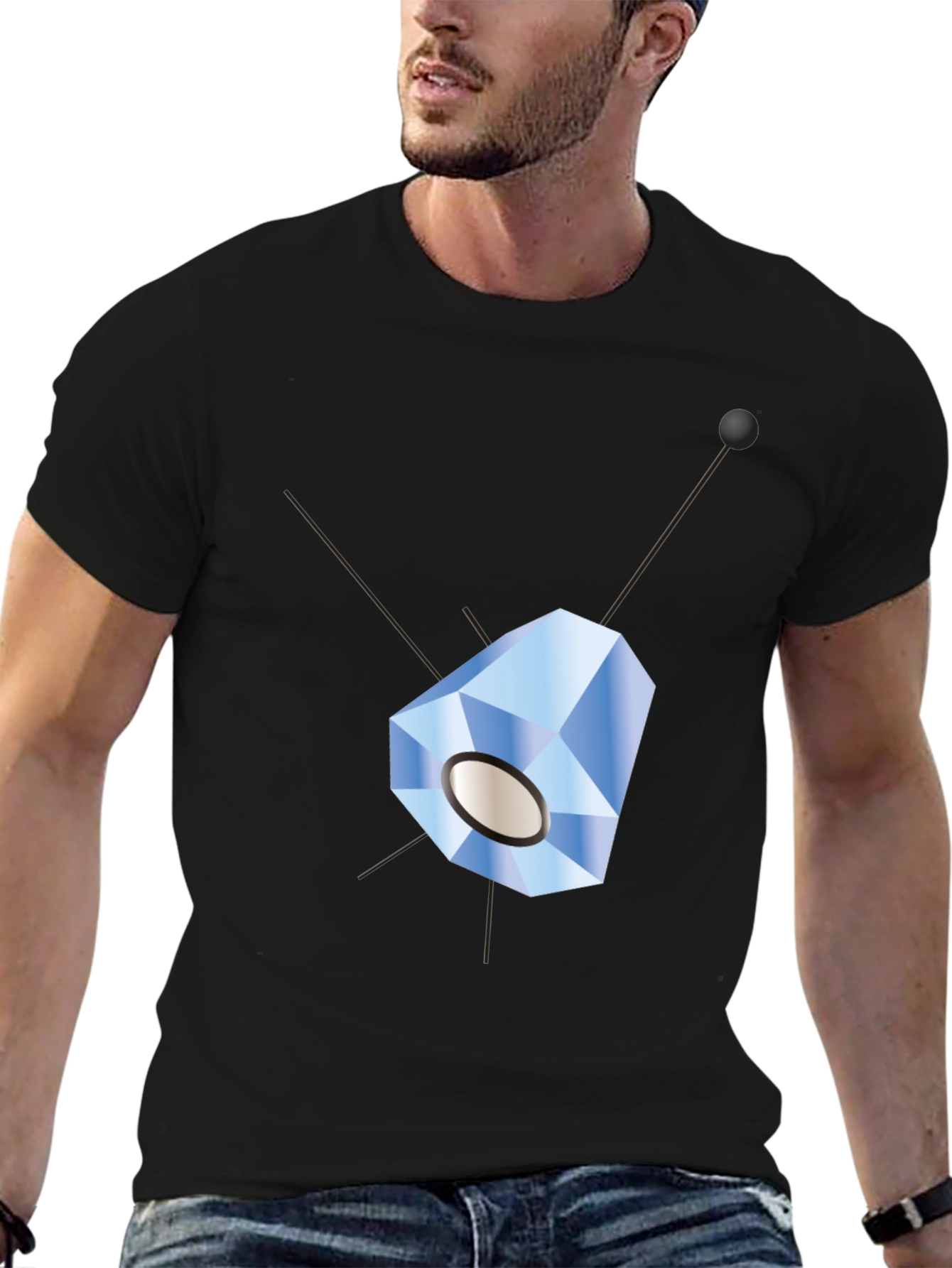 Geometric Crystal Design Black T-Shirt