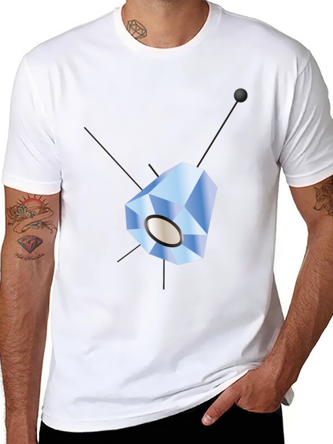 Geometric Crystal Design Black T-Shirt