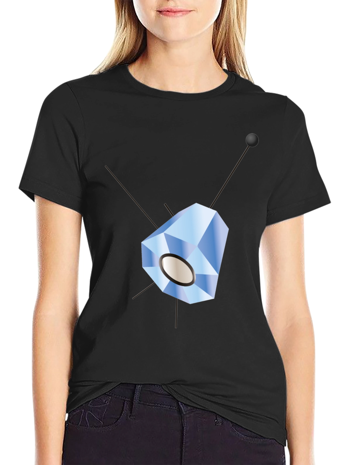 Geometric Crystal Design Black T-Shirt