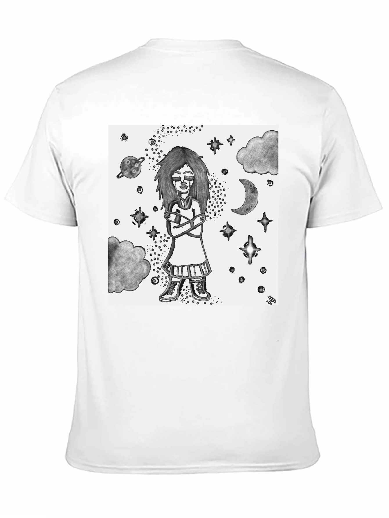 Celestial Girl Graphic Tee - Unisex Black Cotton T-Shirt