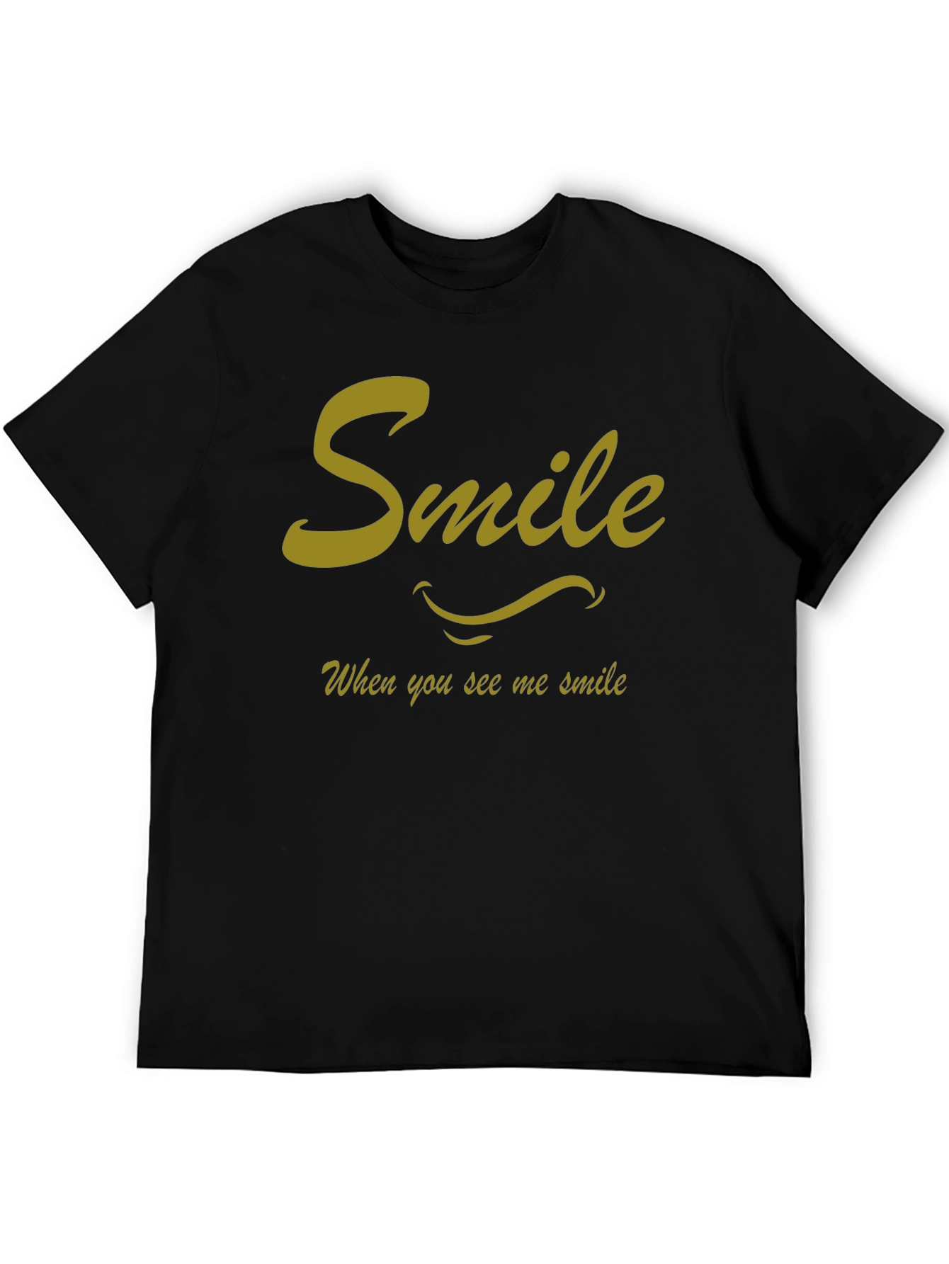 Smile Graphic Tee - Black Cotton Casual Shirt