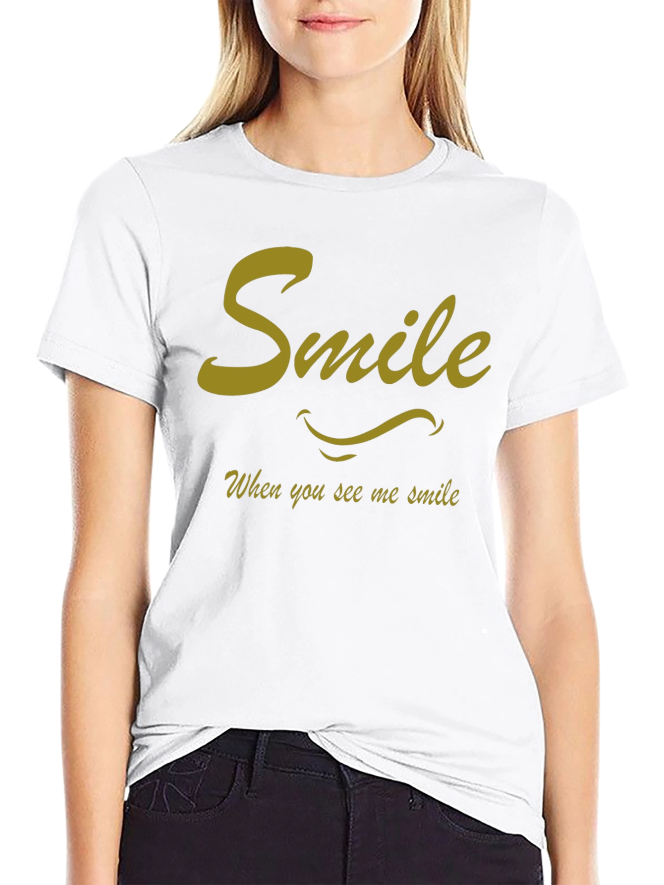 Smile Graphic Tee - Black Cotton Casual Shirt