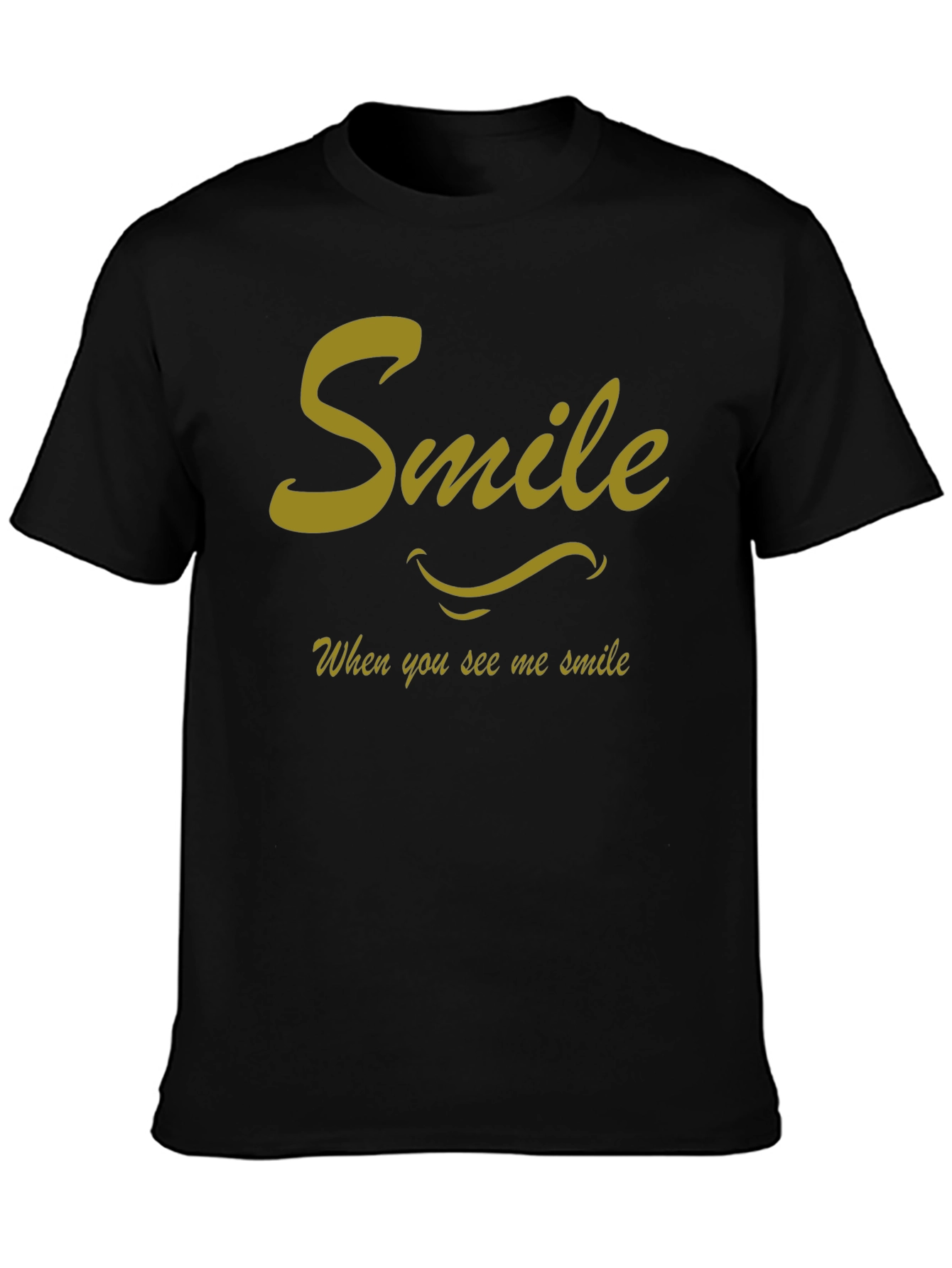 Smile Graphic Tee - Black Cotton Casual Shirt