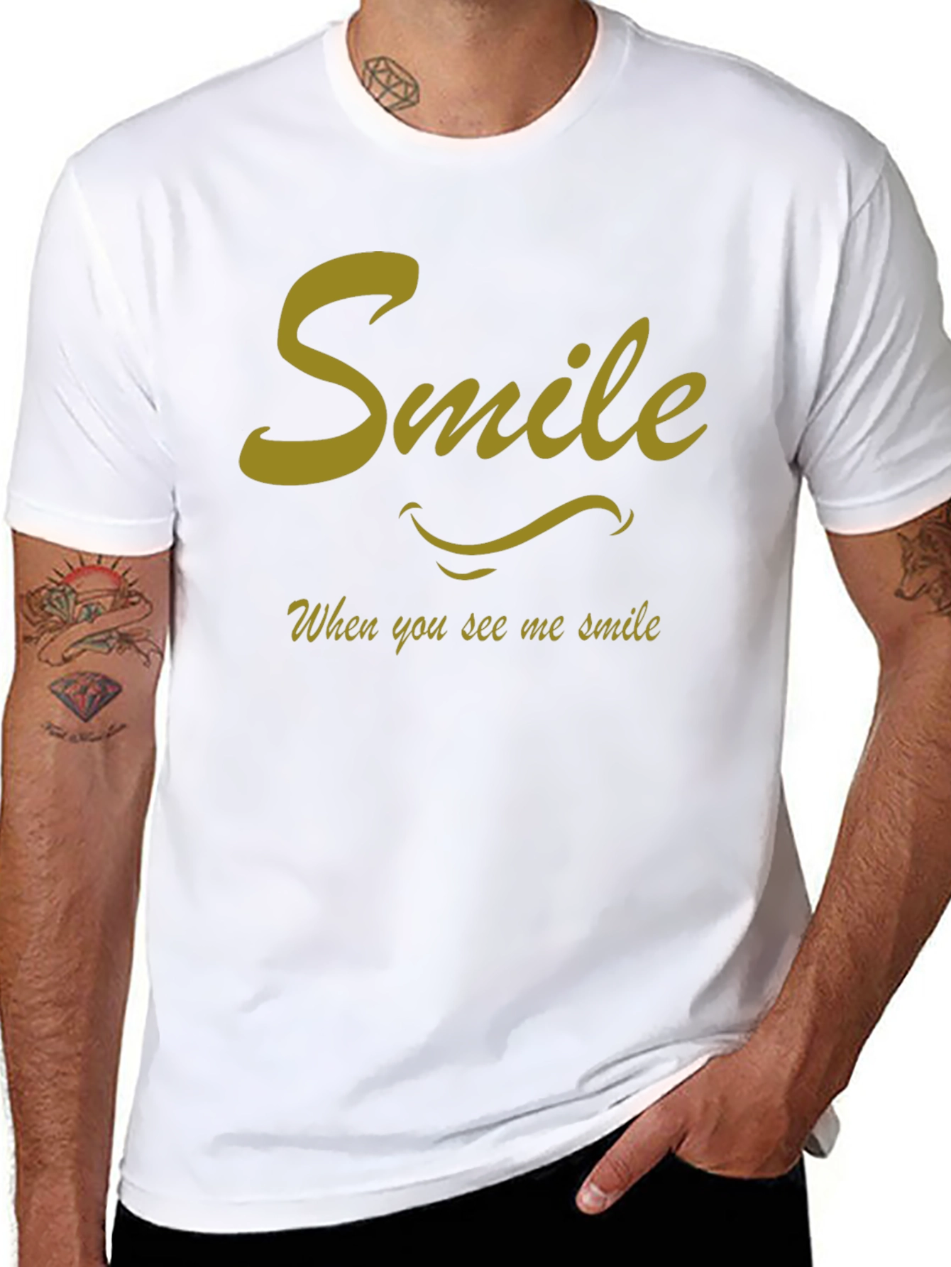 Smile Graphic Tee - Black Cotton Casual Shirt