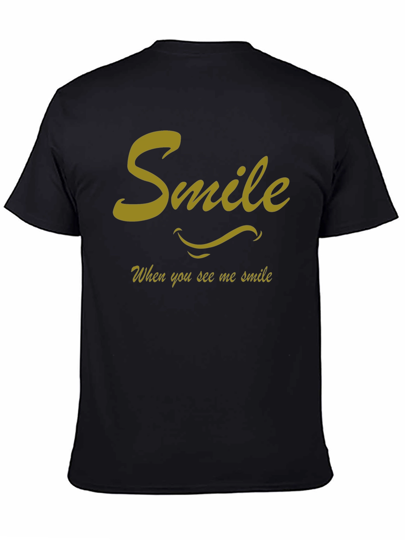 Smile Graphic Tee - Black Cotton Casual Shirt