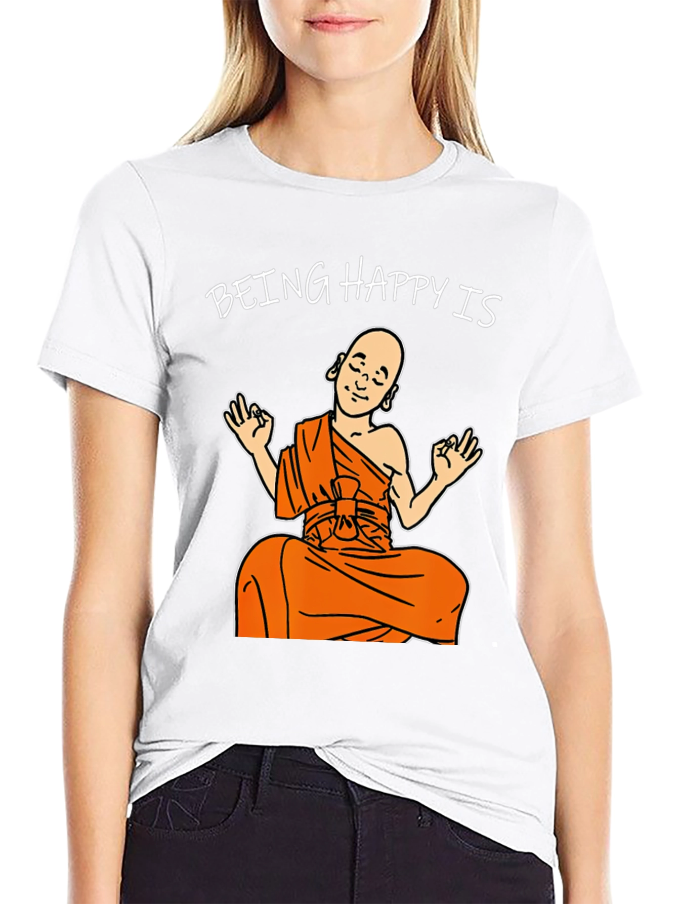 Being Happy Buddha T-Shirt Black