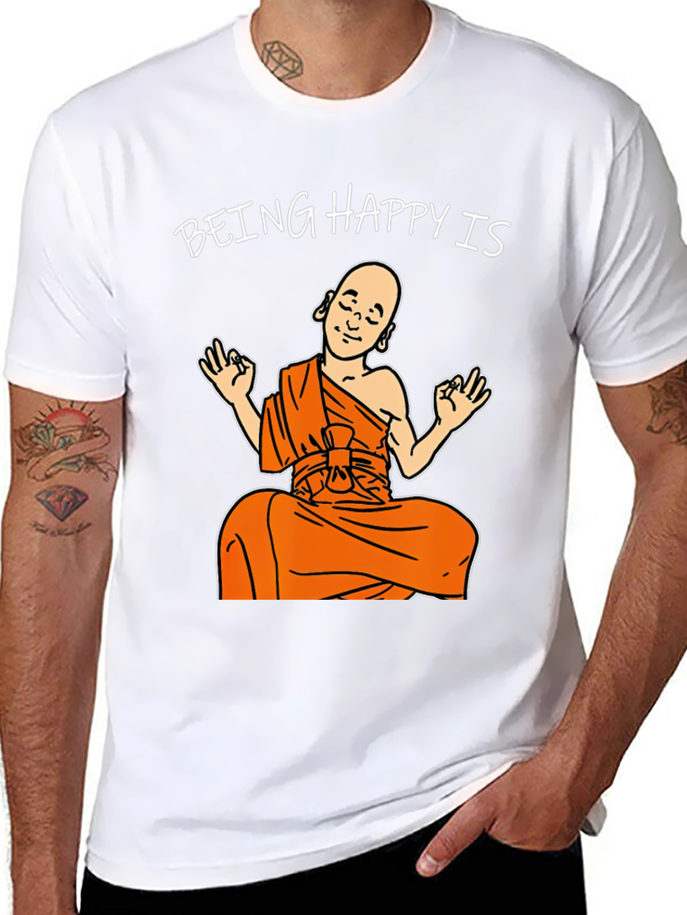 Being Happy Buddha T-Shirt Black