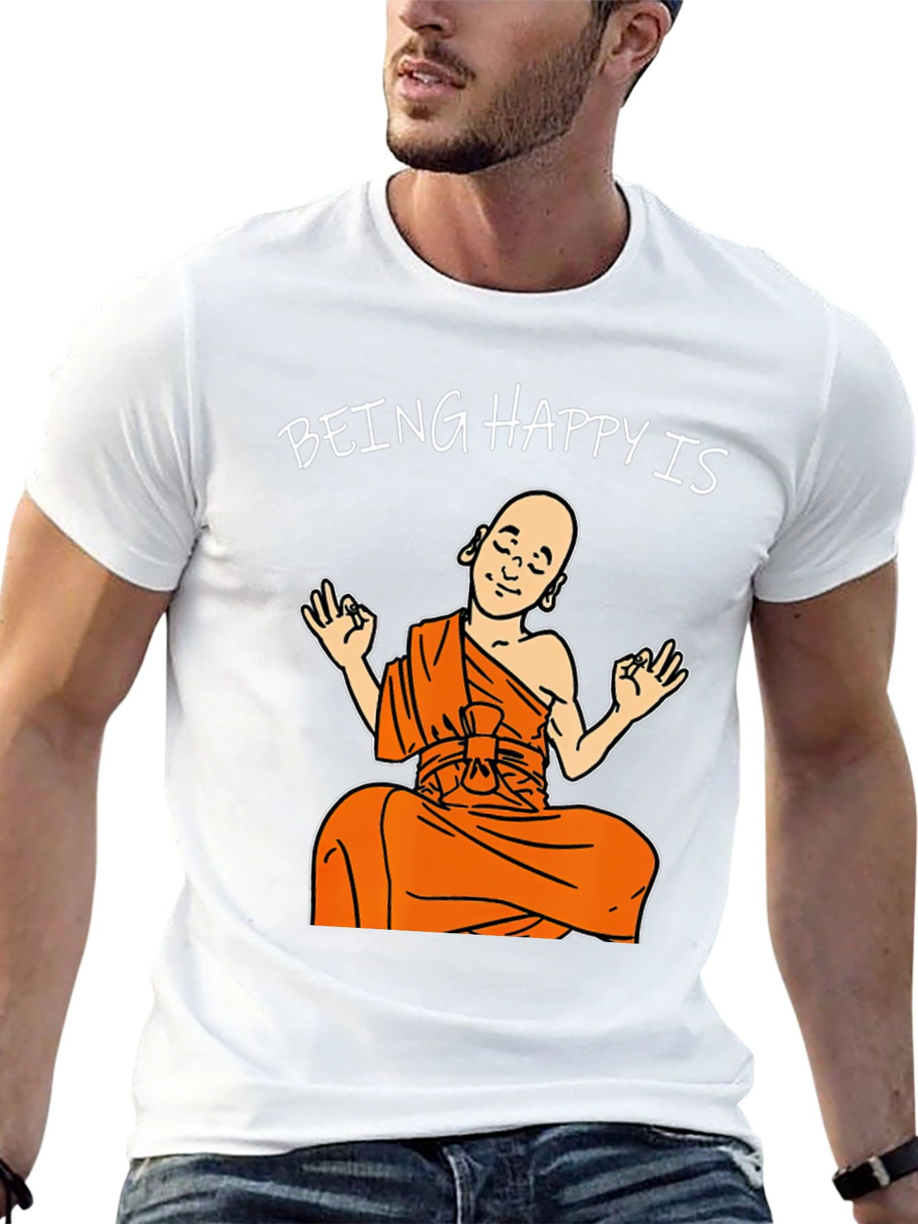Being Happy Buddha T-Shirt Black