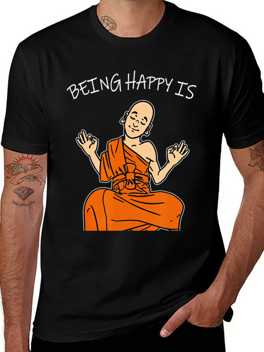 Being Happy Buddha T-Shirt Black