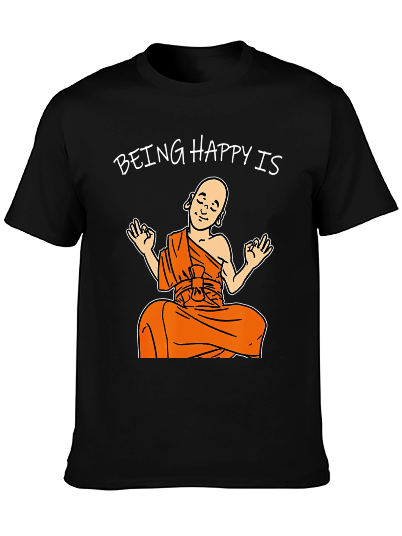 Being Happy Buddha T-Shirt Black