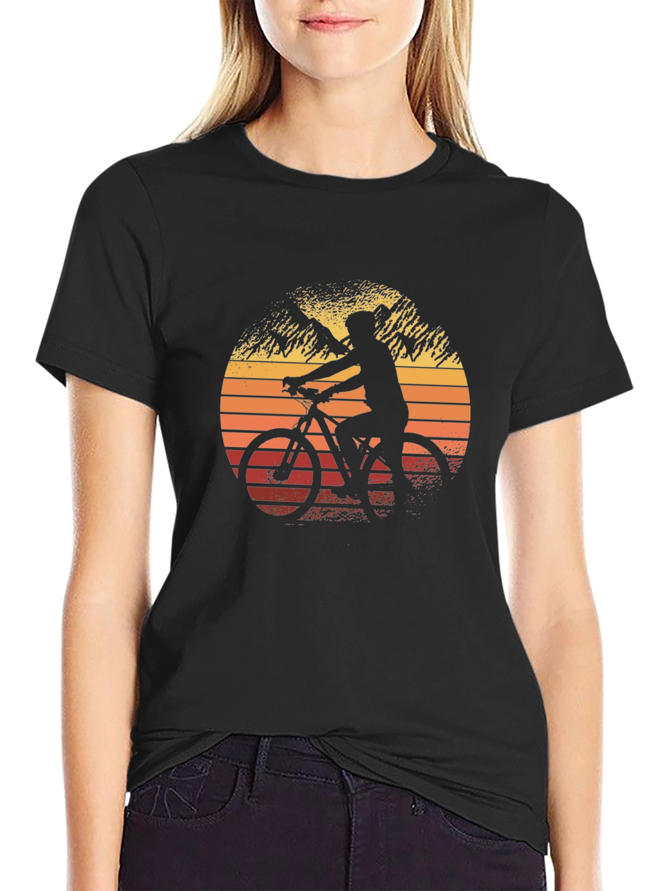 Mountain Biking Sunset Graphic Tee
